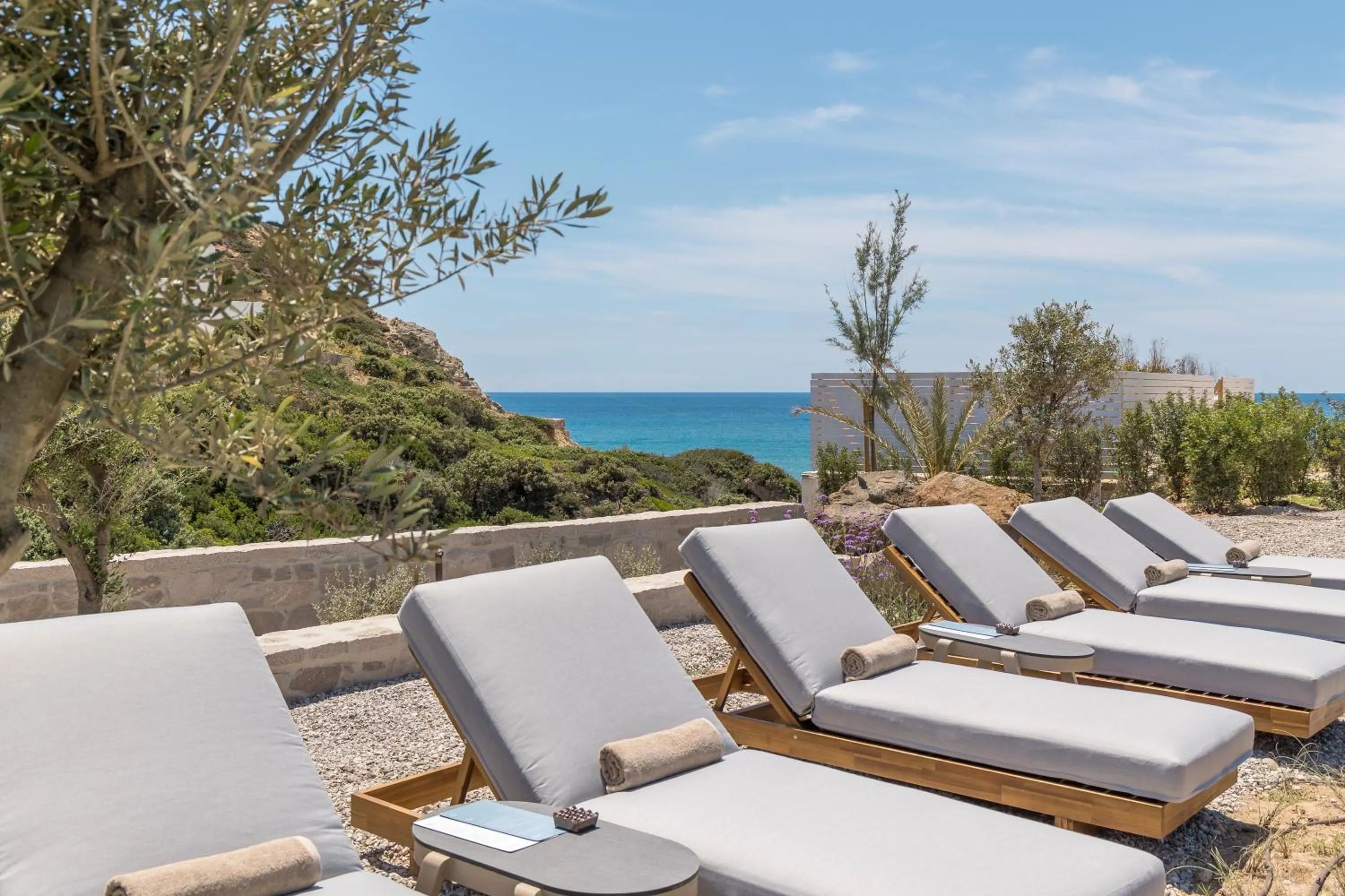 sunbed in Golden Milos Beach Ηouse by Domotel