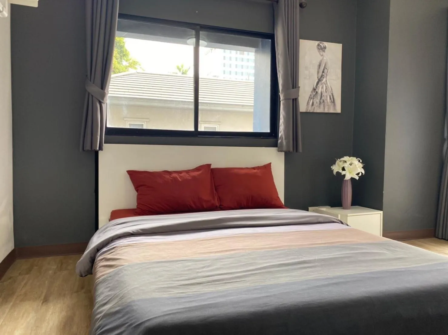 Bed in Baansuay Rattanathibet Apartment