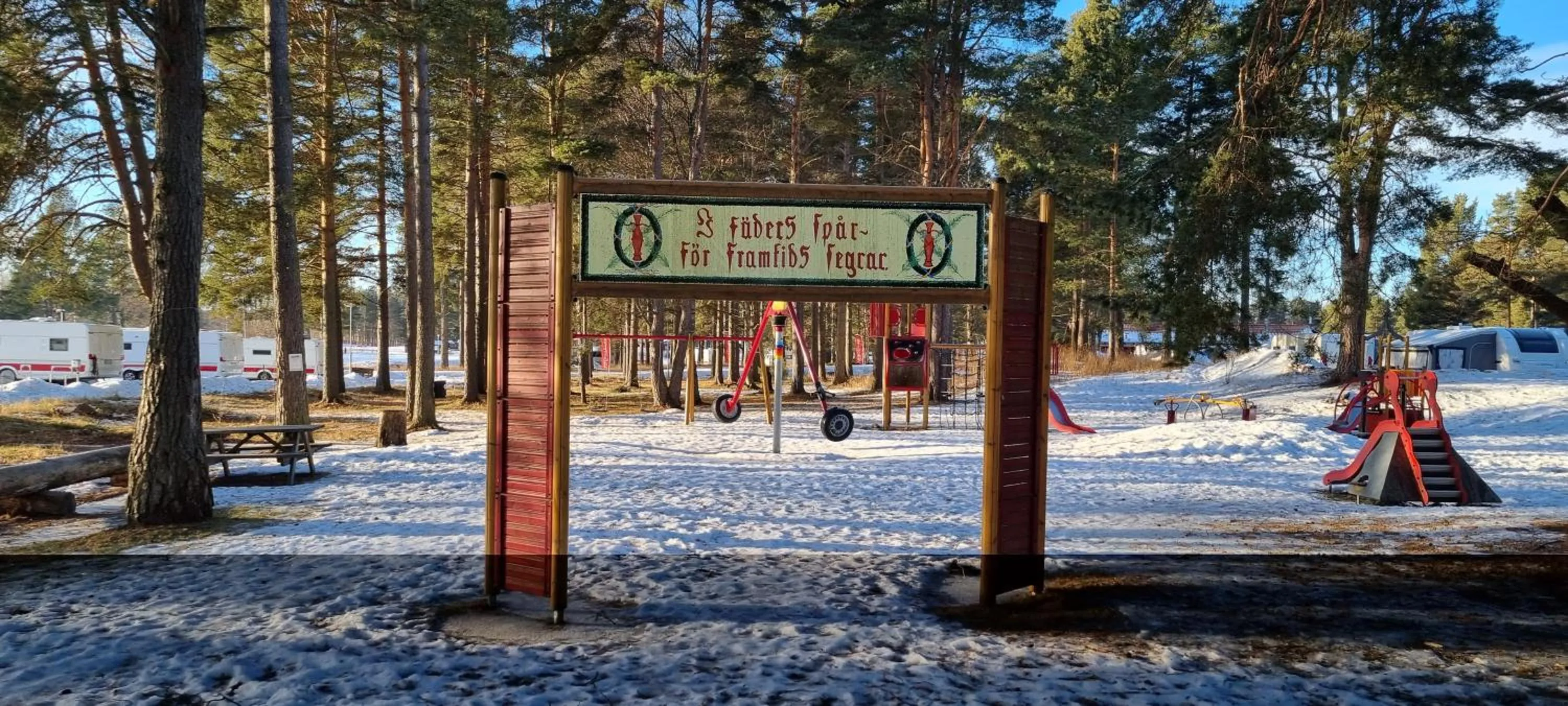Children play ground in First Camp Moraparken - Dalarna