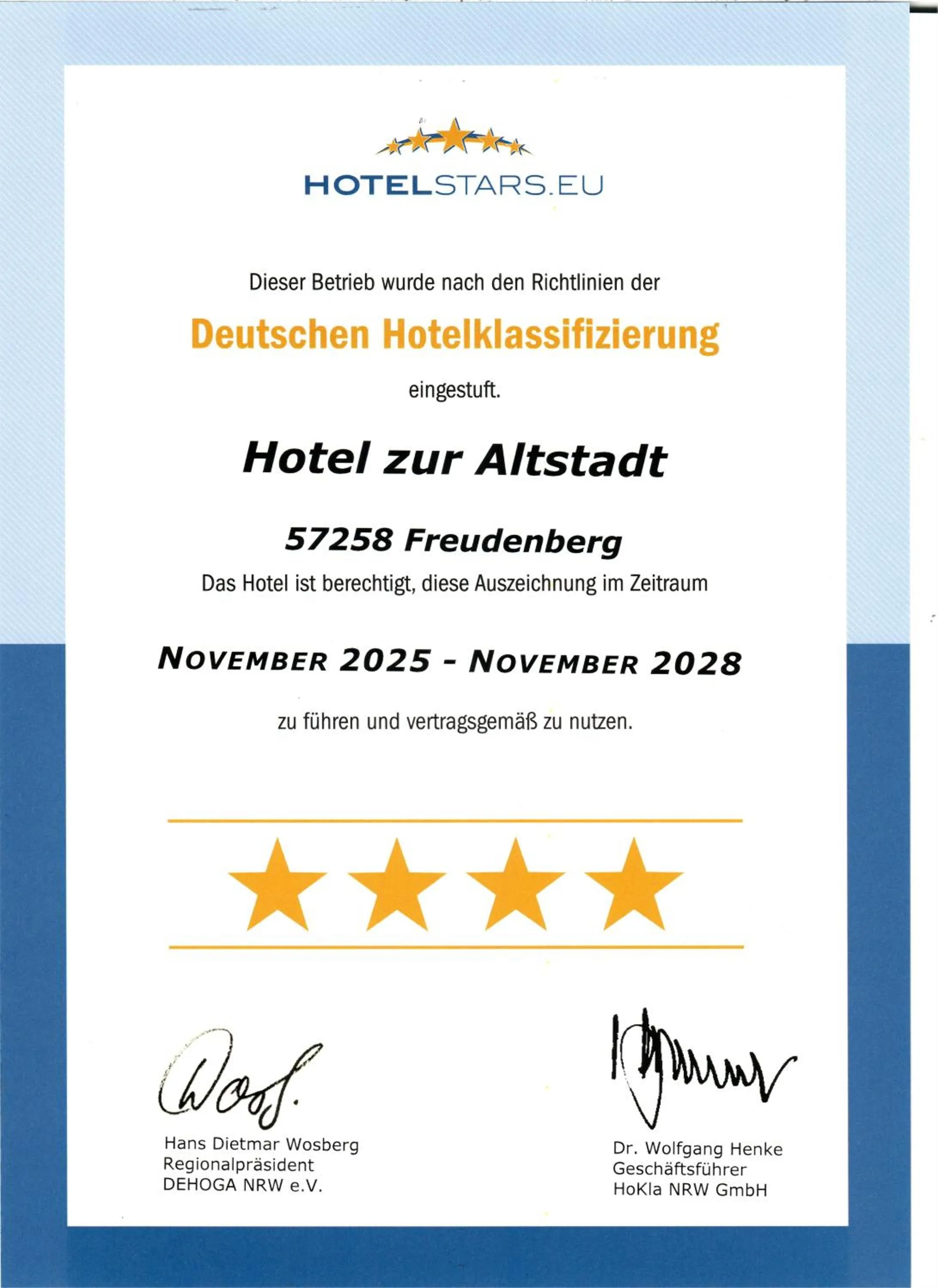 Certificate/Award in Hotel zur Altstadt