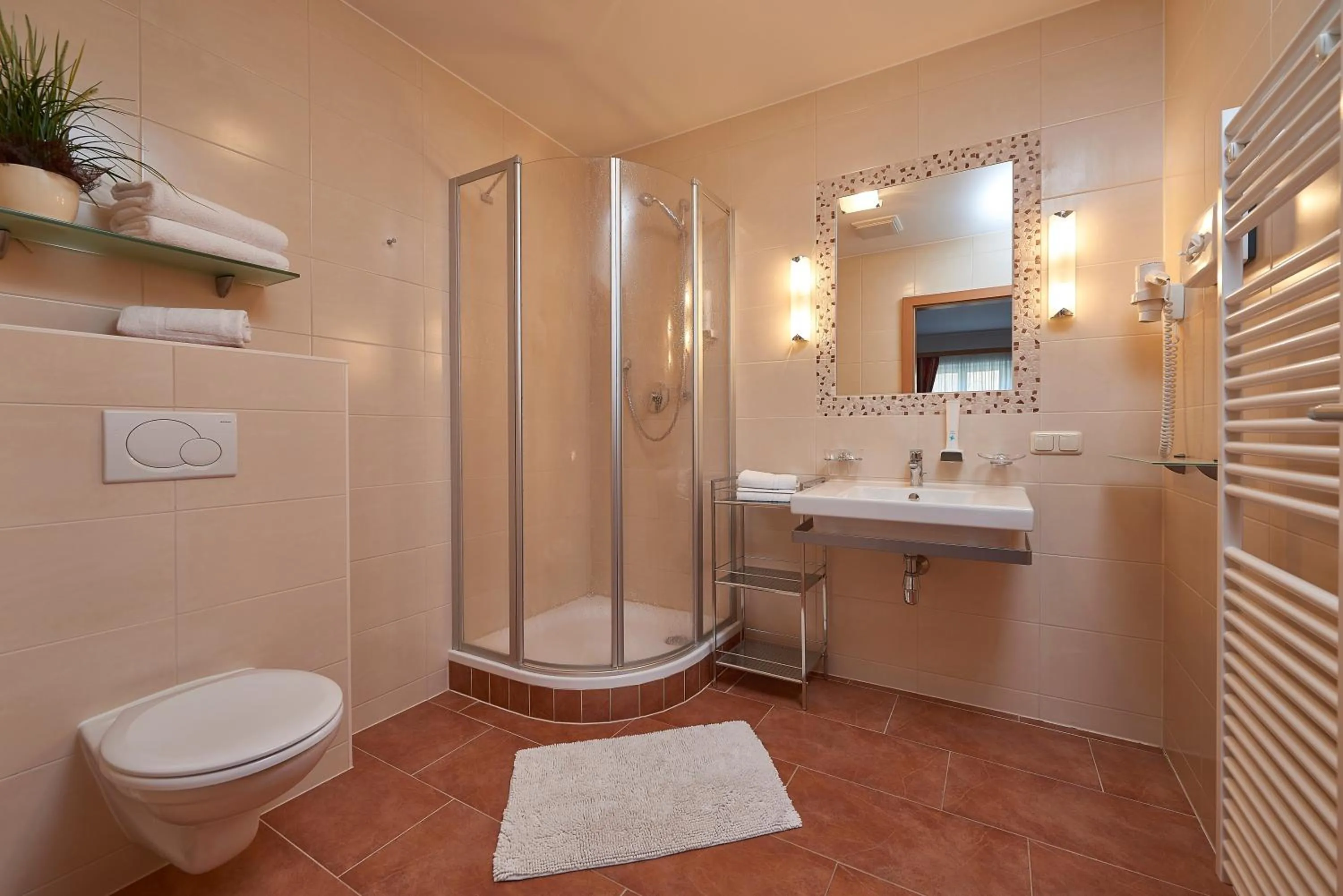 Shower in Frühstückshotel Birkenhof