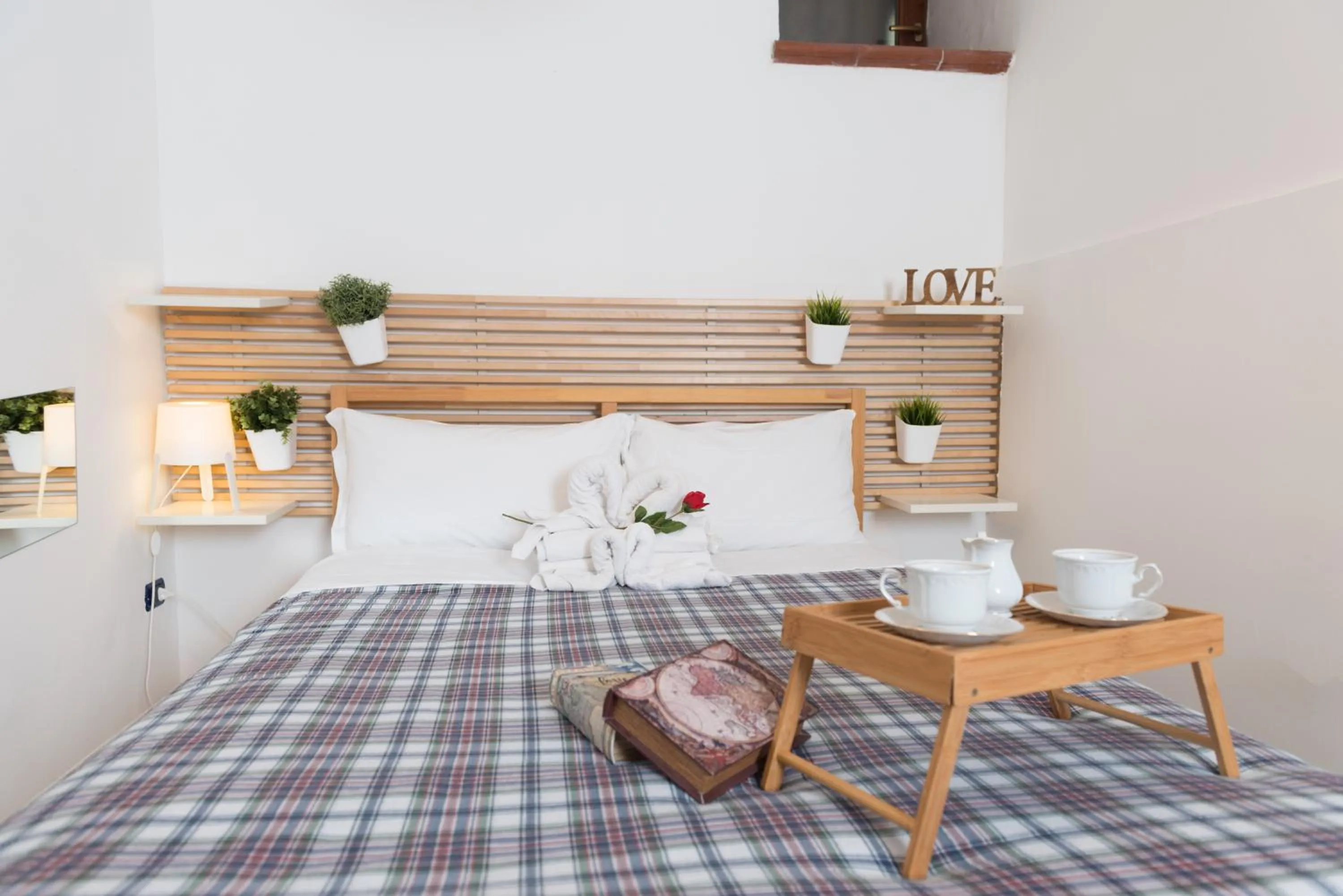 Bed in loft style taverna