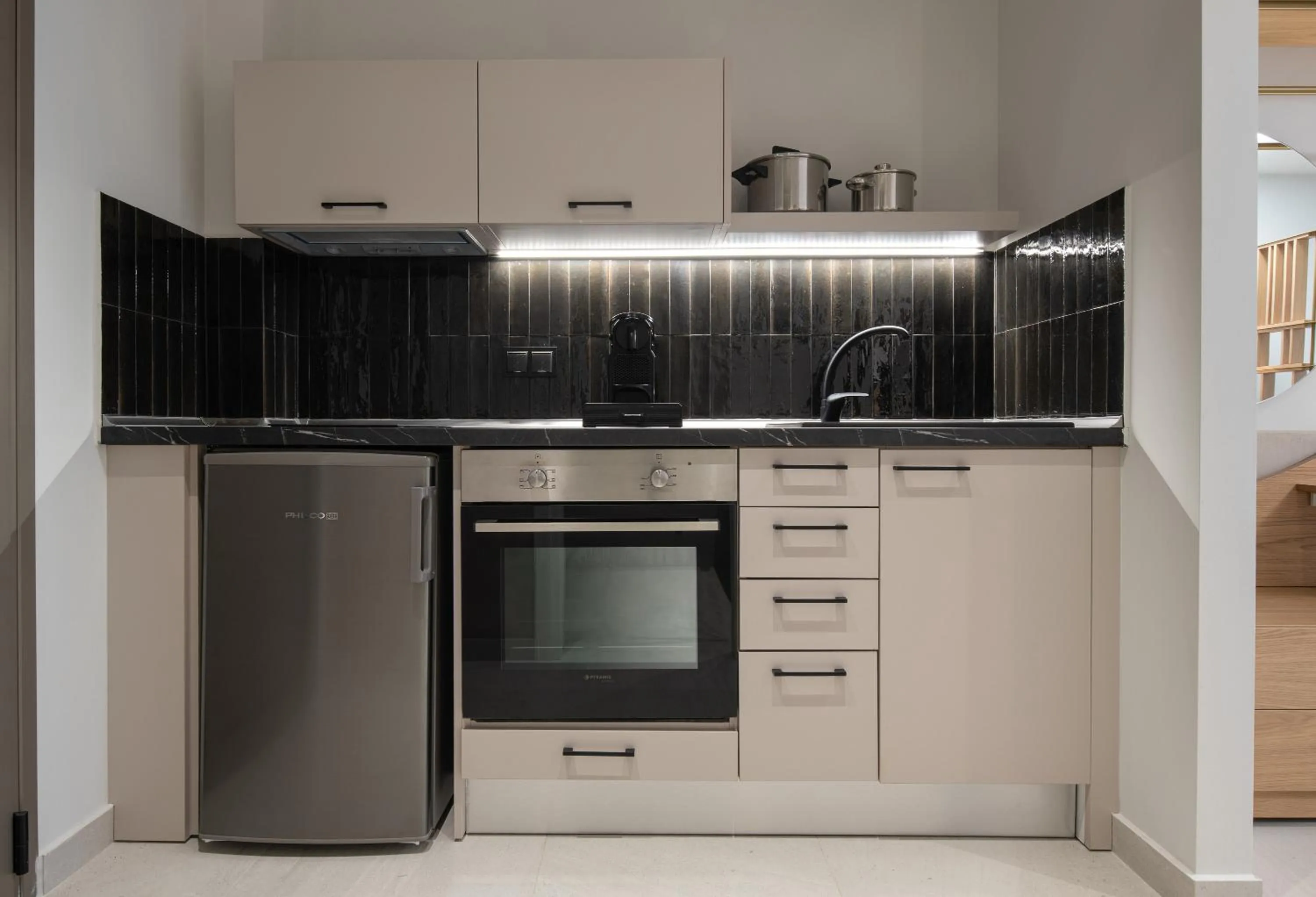 Kitchen or kitchenette in Philoxenia Hotel