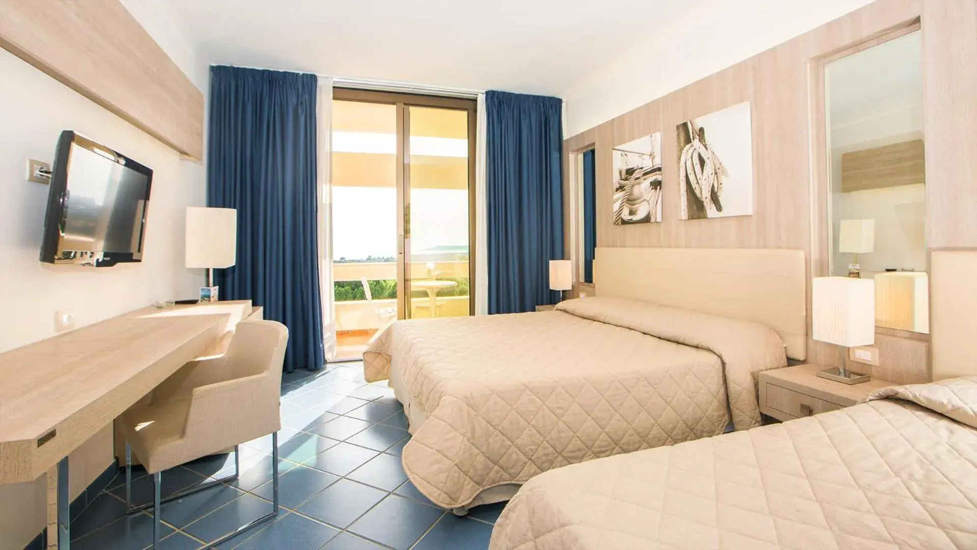 Superior Quadruple Room with Sea View in MClub Lipari Superior Quadruple Room with Sea View in MClub Lipari