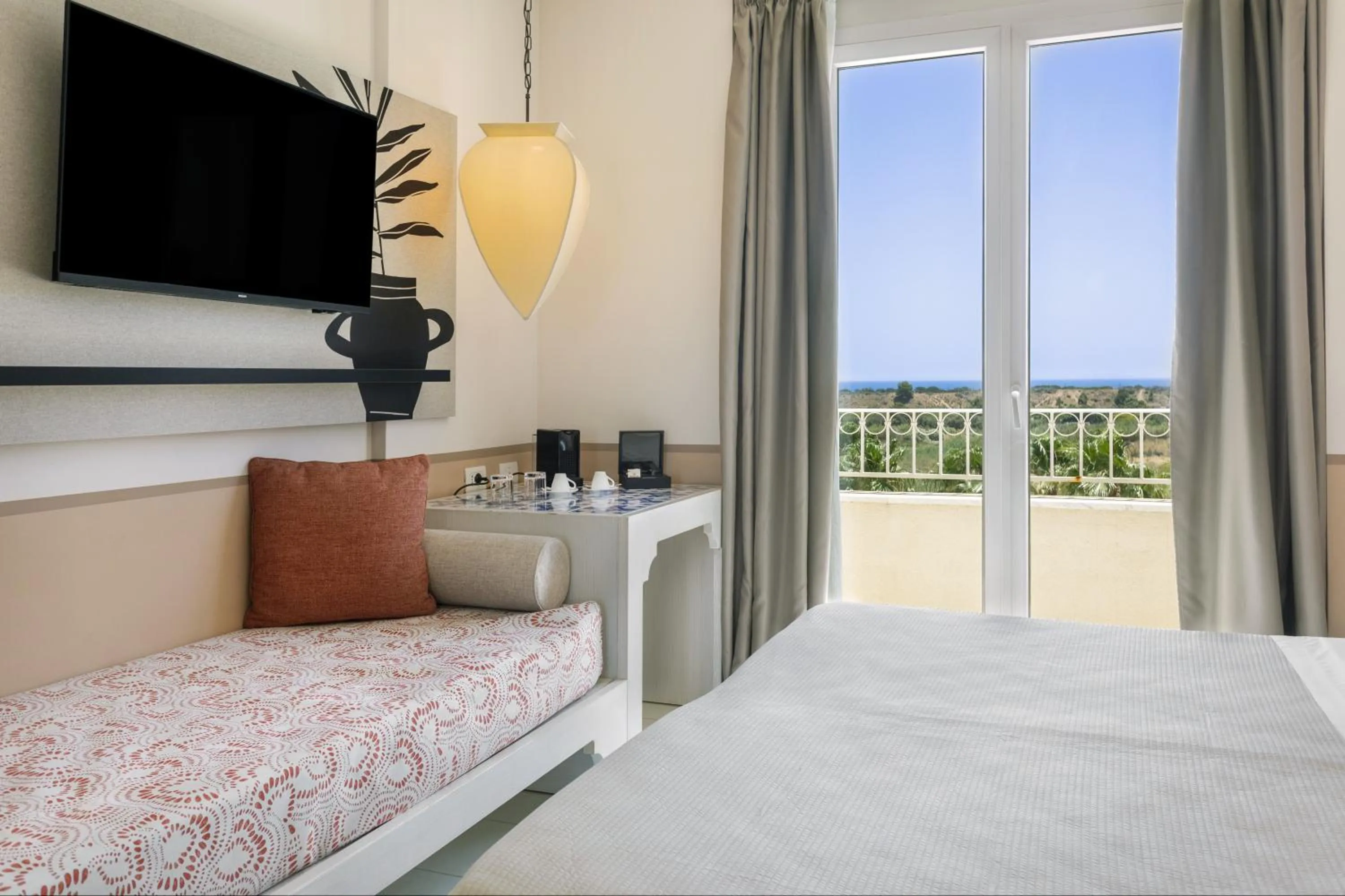 View (from property/room), Bed in Mangia's Selinunte Resort