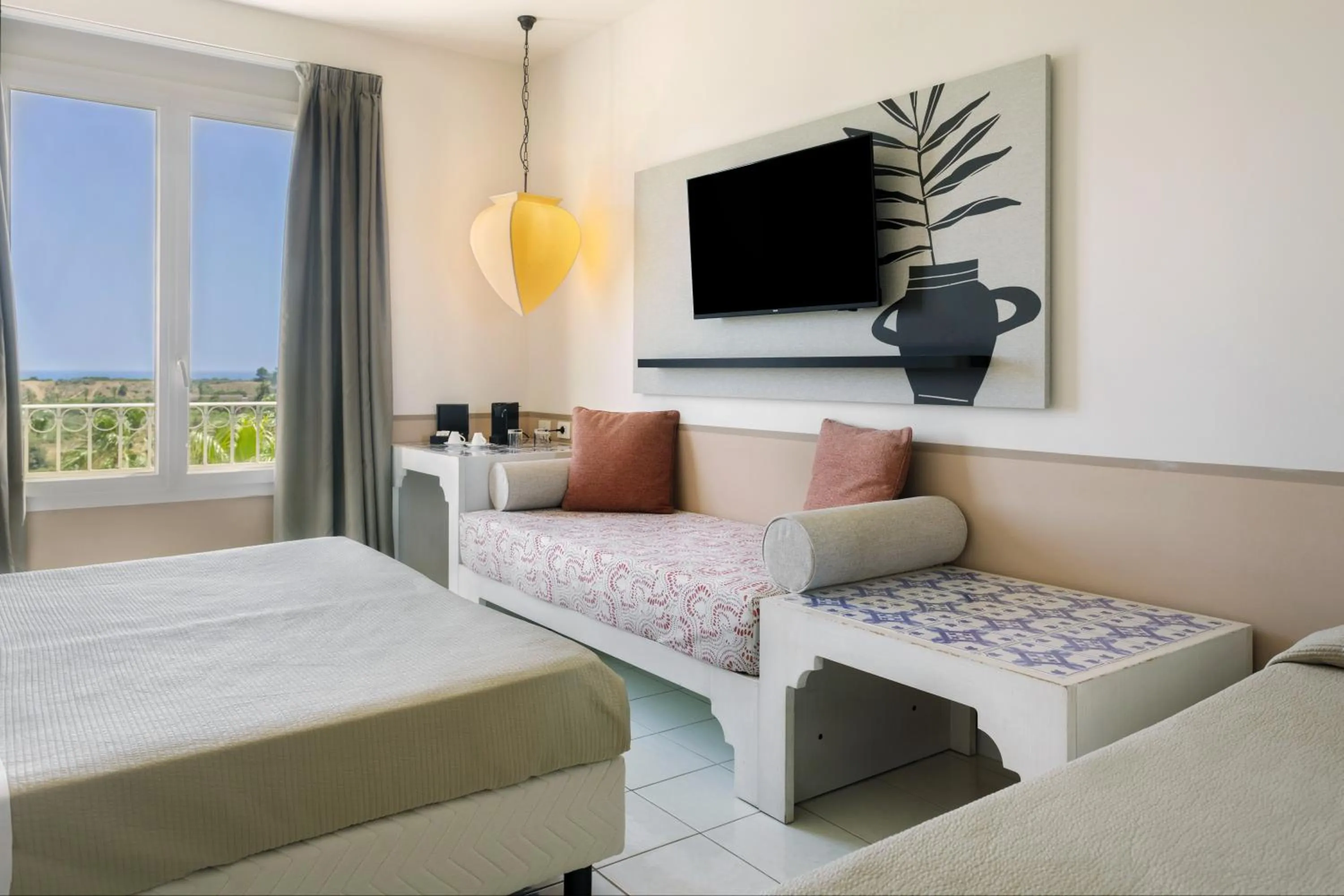 View (from property/room), Bed in Mangia's Selinunte Resort