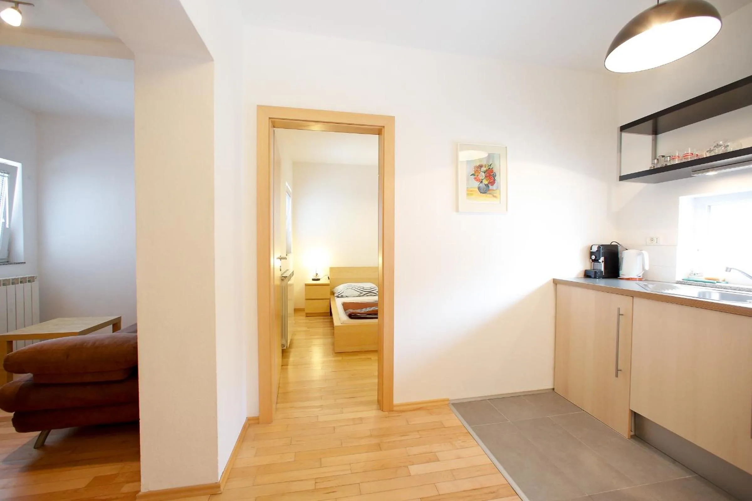 Kitchen or kitchenette, Bed in BC Better Choice Apartments with Central Heating