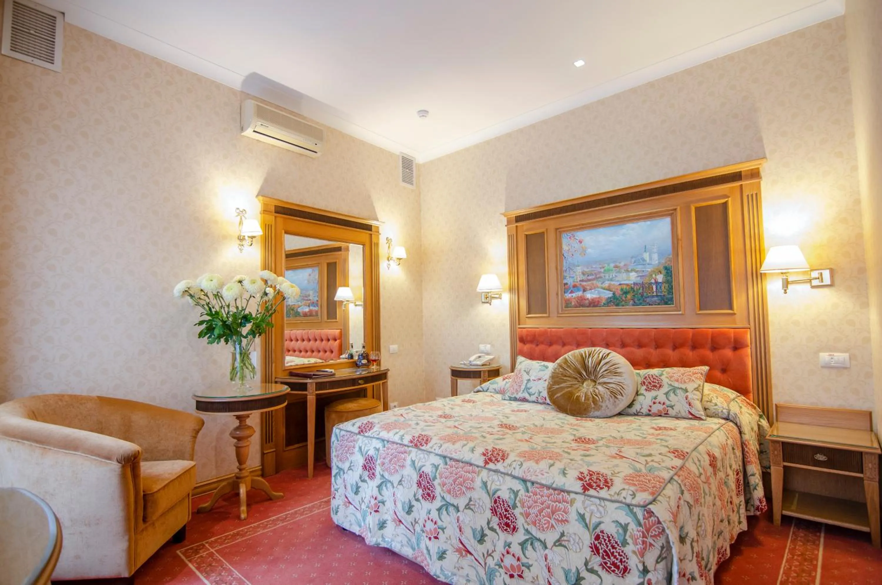 Decorative detail, Bed in Swiss Hotel