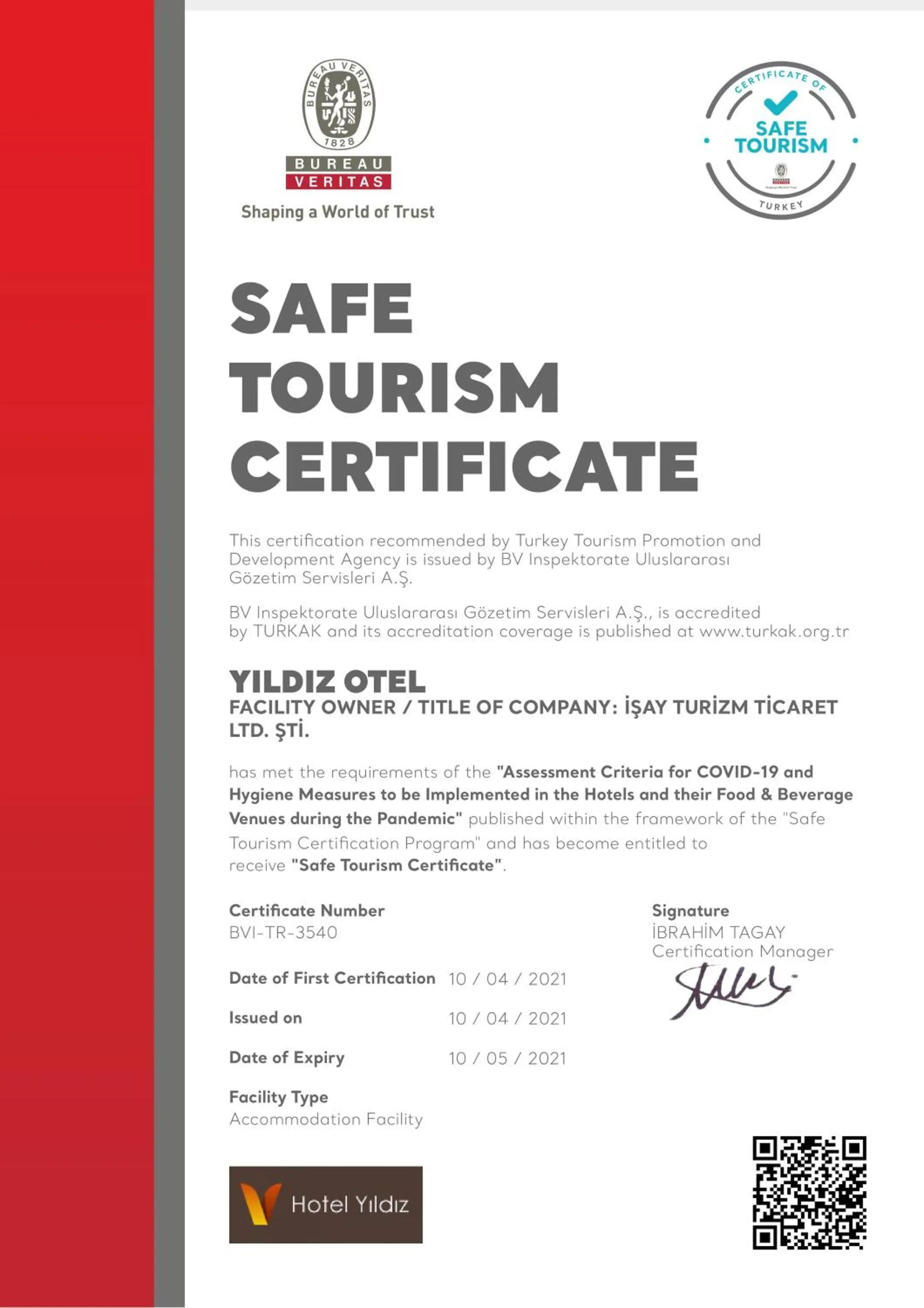 Logo/Certificate/Sign in Kleopatra Beach Yildiz Hotel