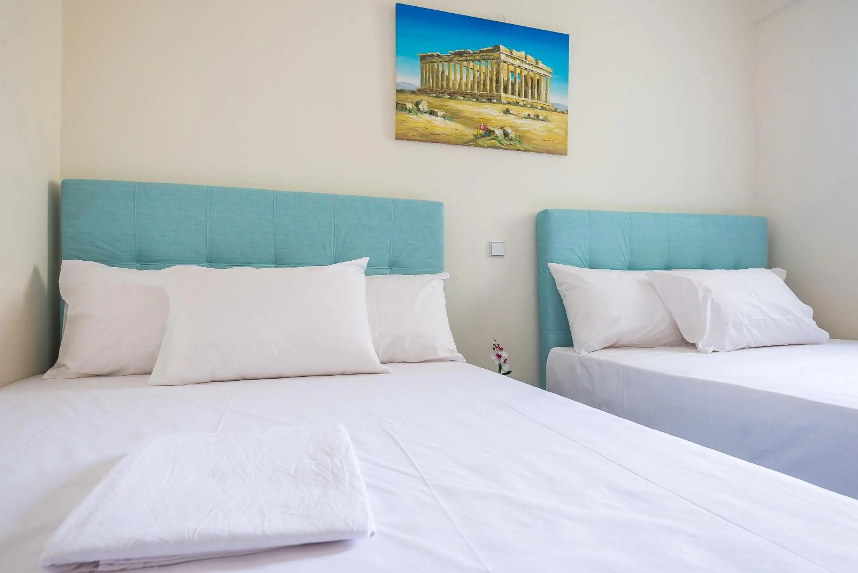 Bed in Acropolis View Paradise Apartments