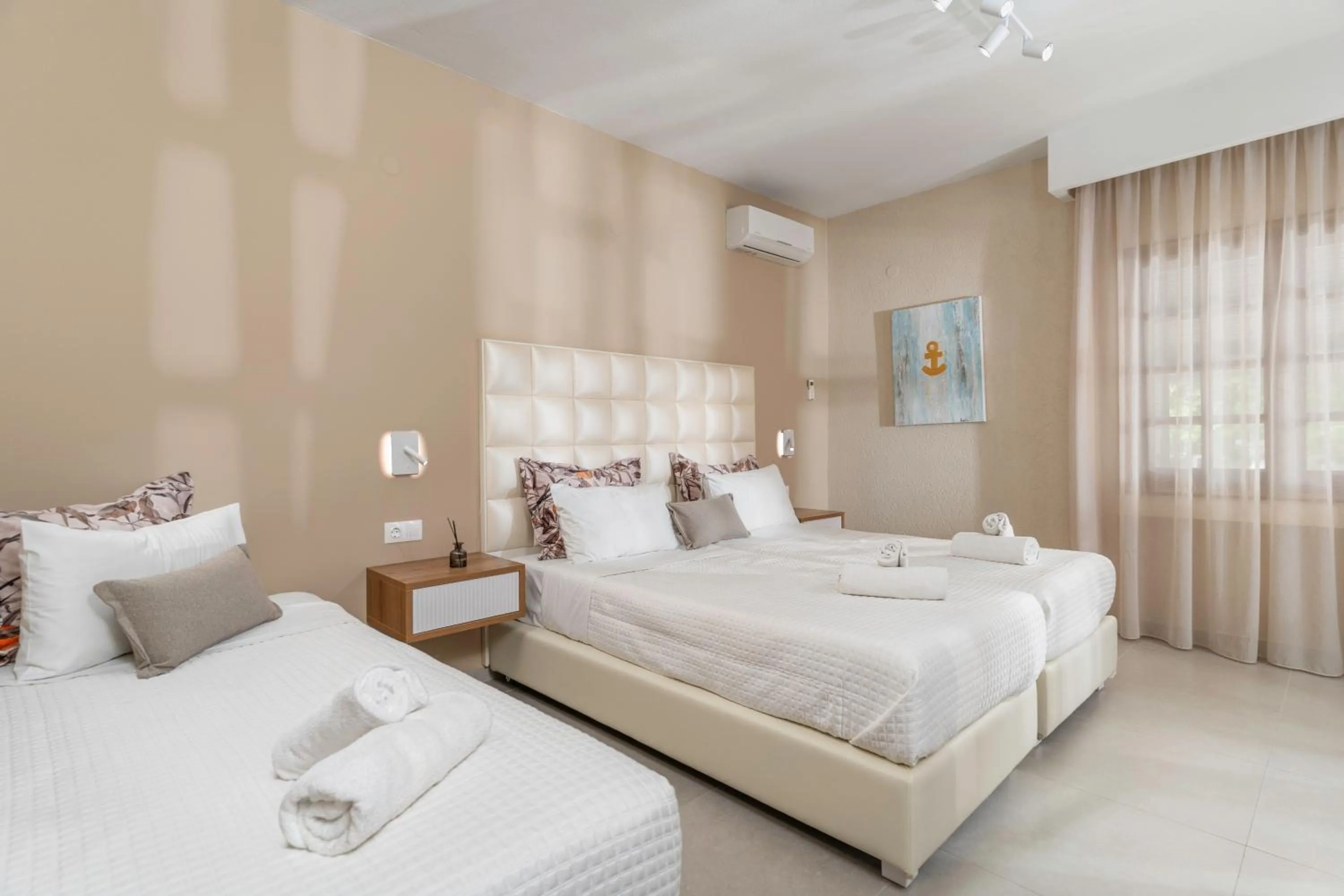 View (from property/room), Bed in Georgalas Sun Beach Resort