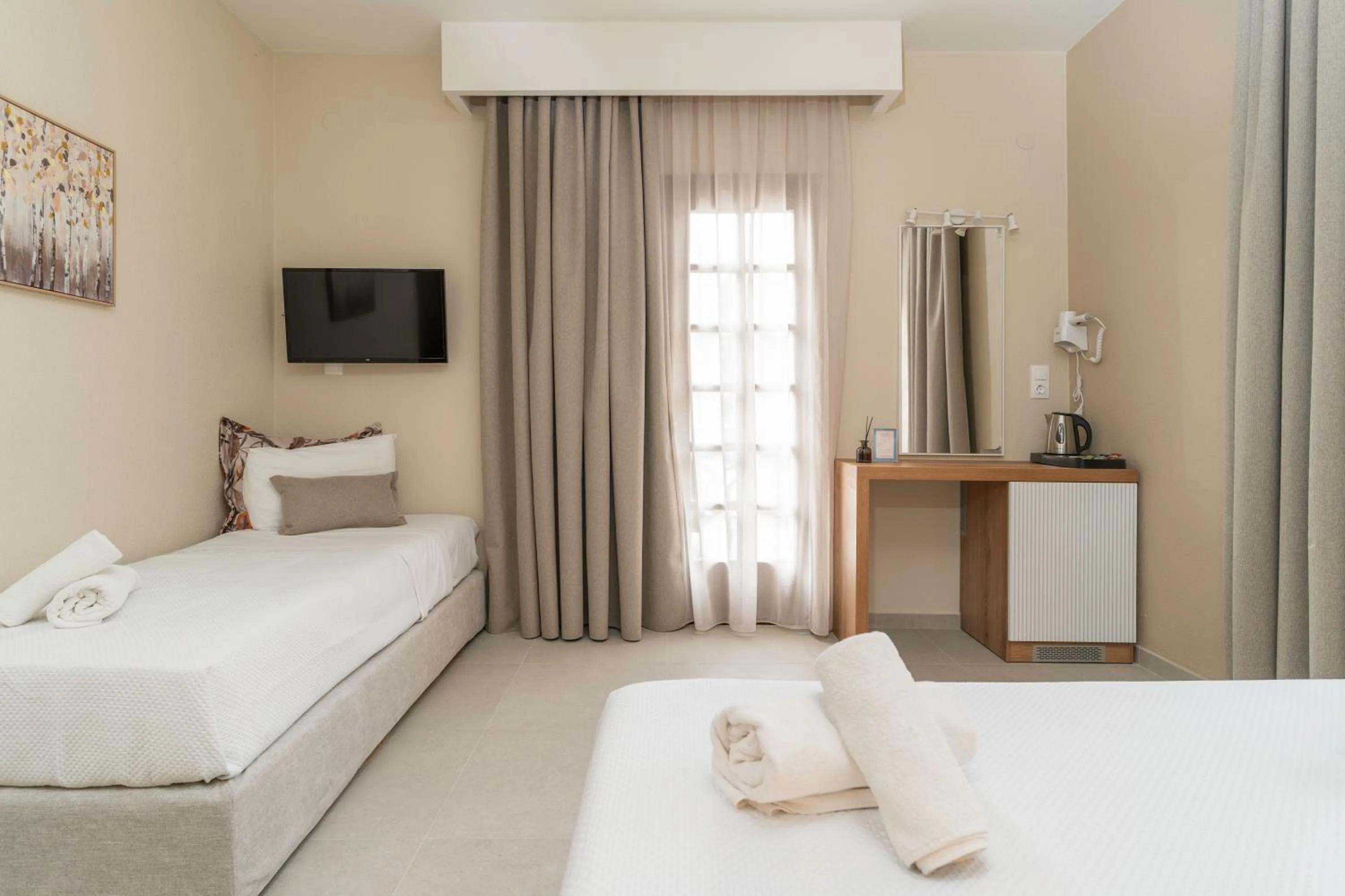 View (from property/room), Bed in Georgalas Sun Beach Resort