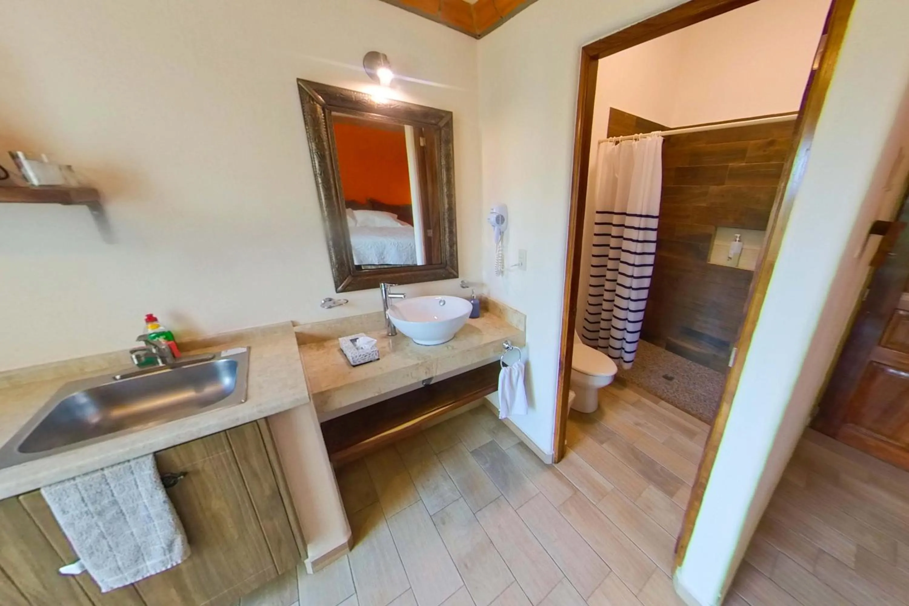 Bathroom, Bed in Villa Los Corales