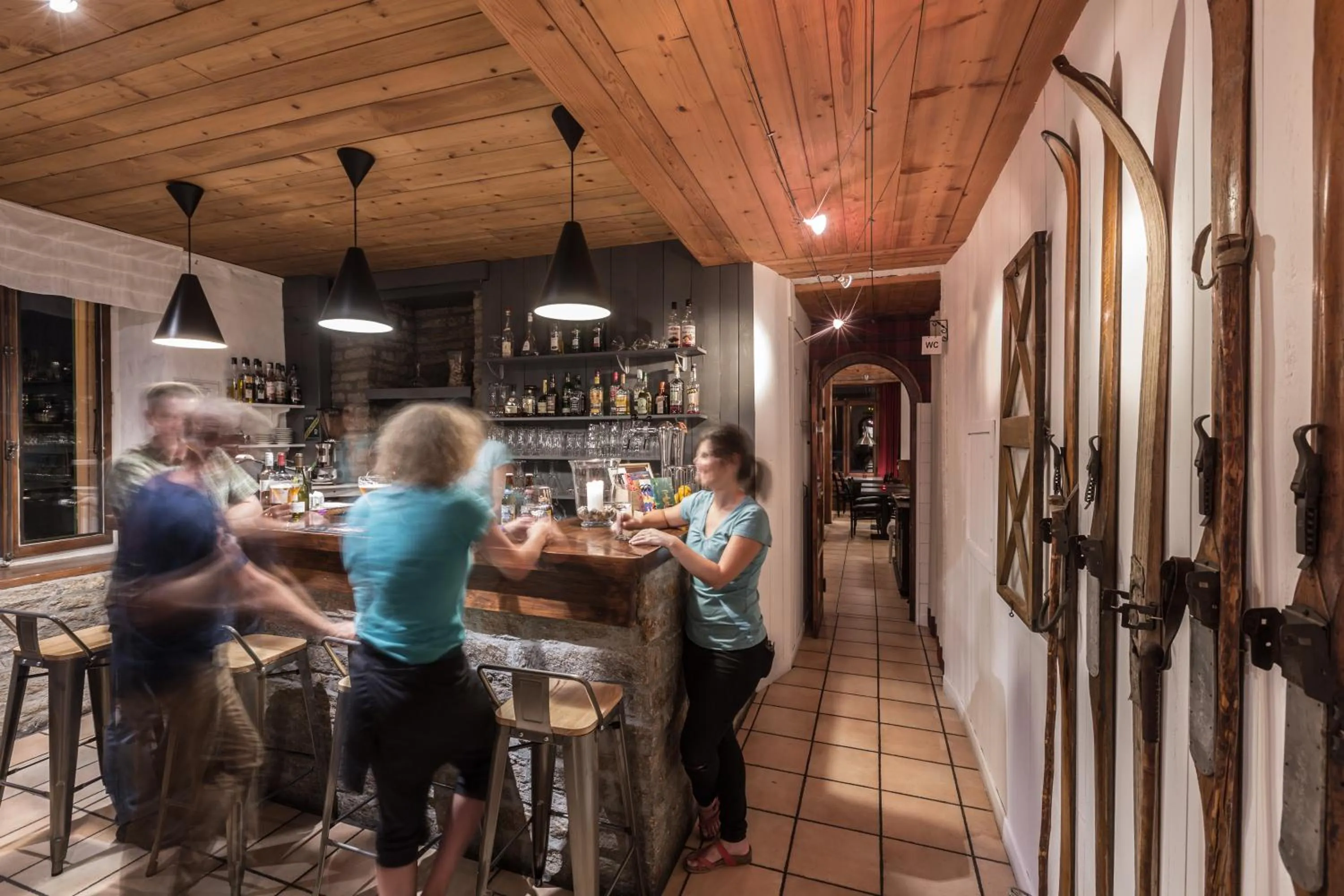 People in La Chaumière Mountain Lodge