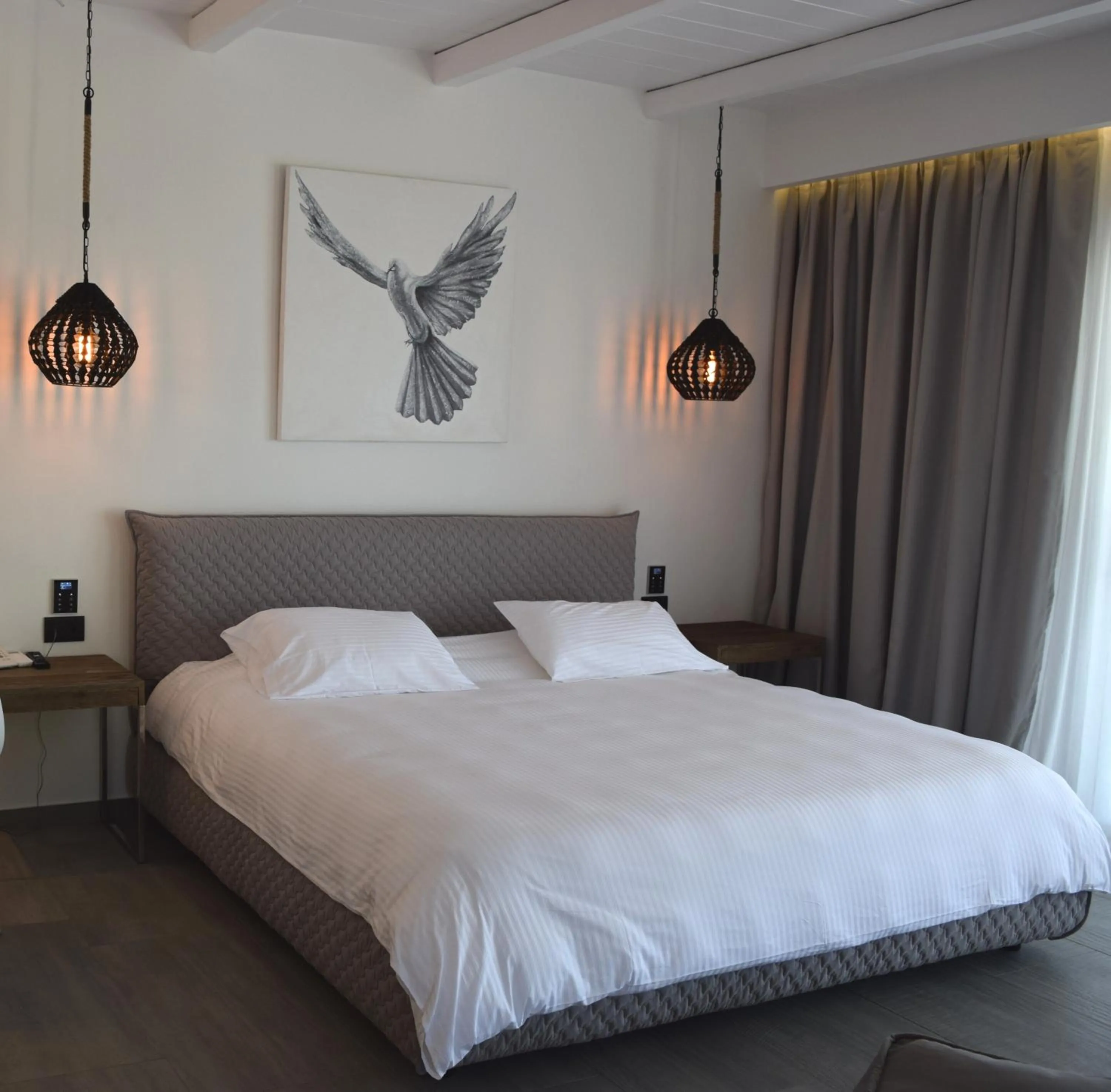 Bed in Hermes Mykonos Hotel