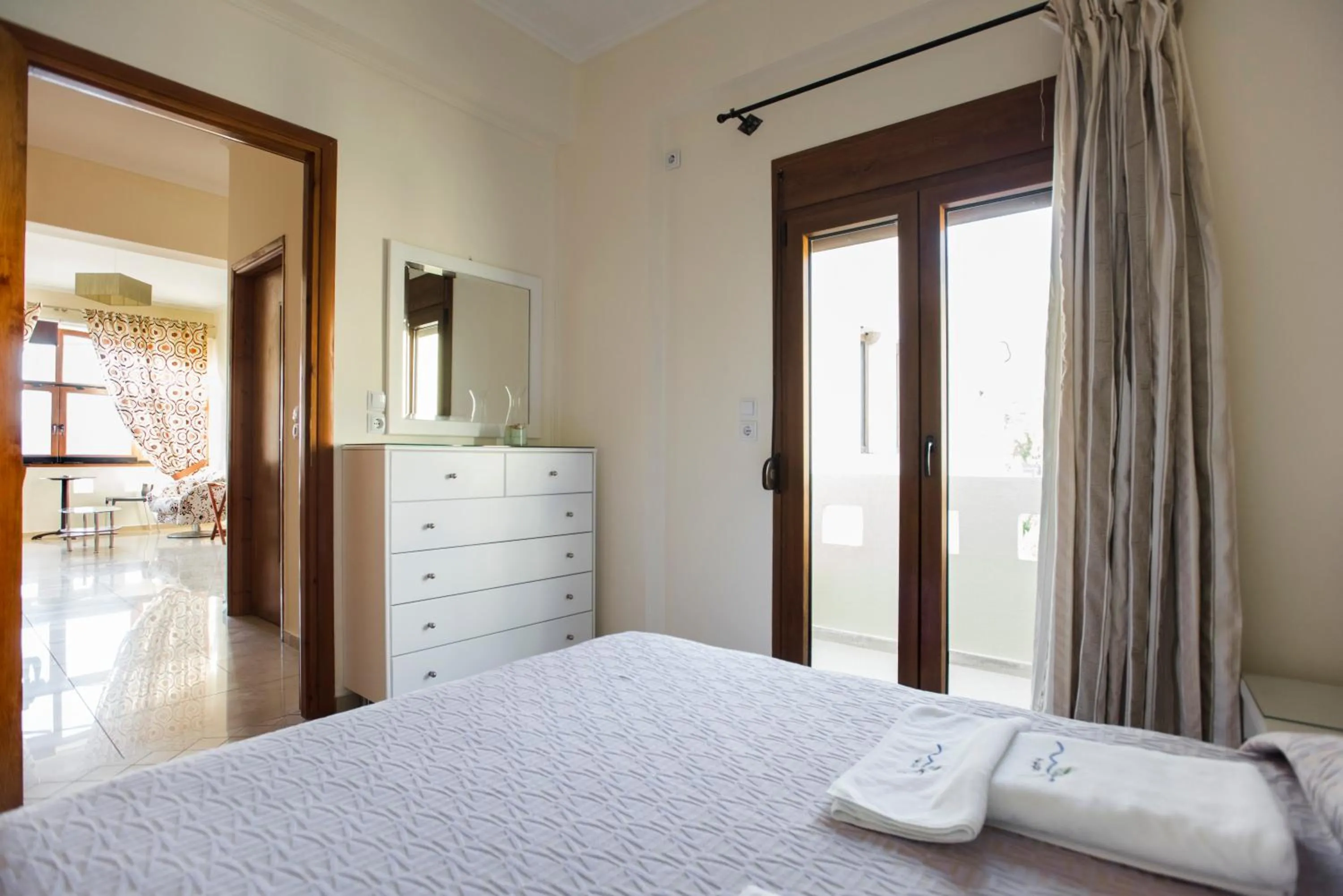 Bed in Almiriki Chios Rooms & Apartments