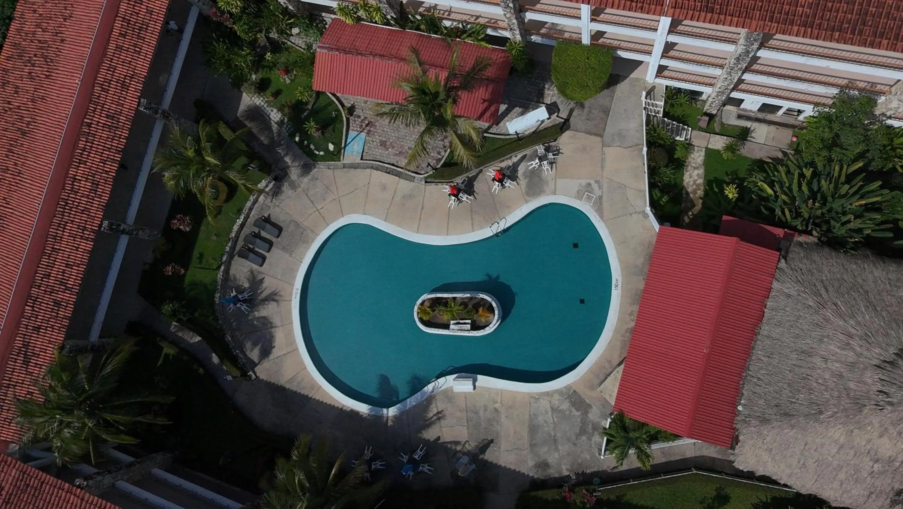Pool view in Hotel Plaza Palenque