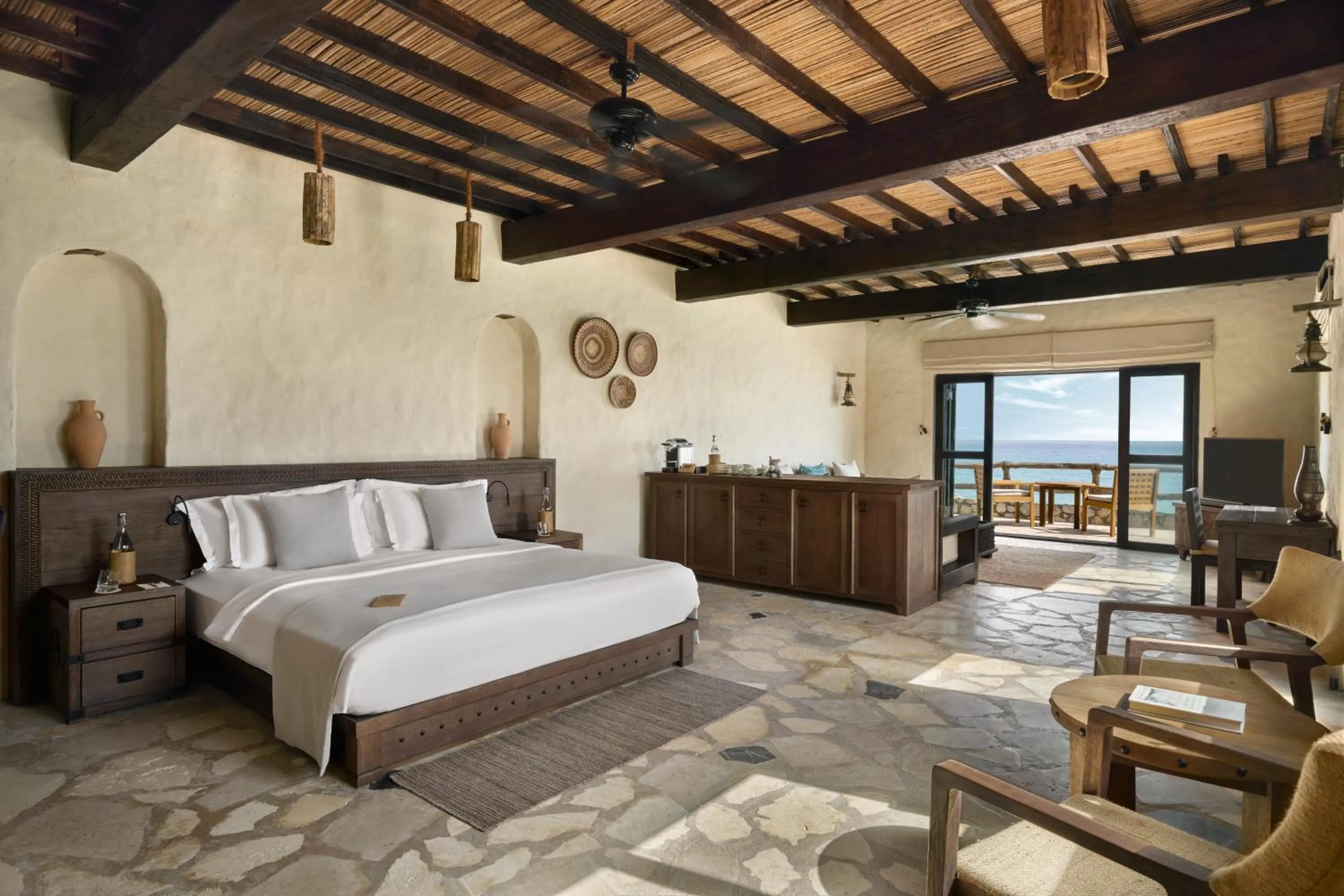 Bedroom, Bed in Six Senses Zighy Bay