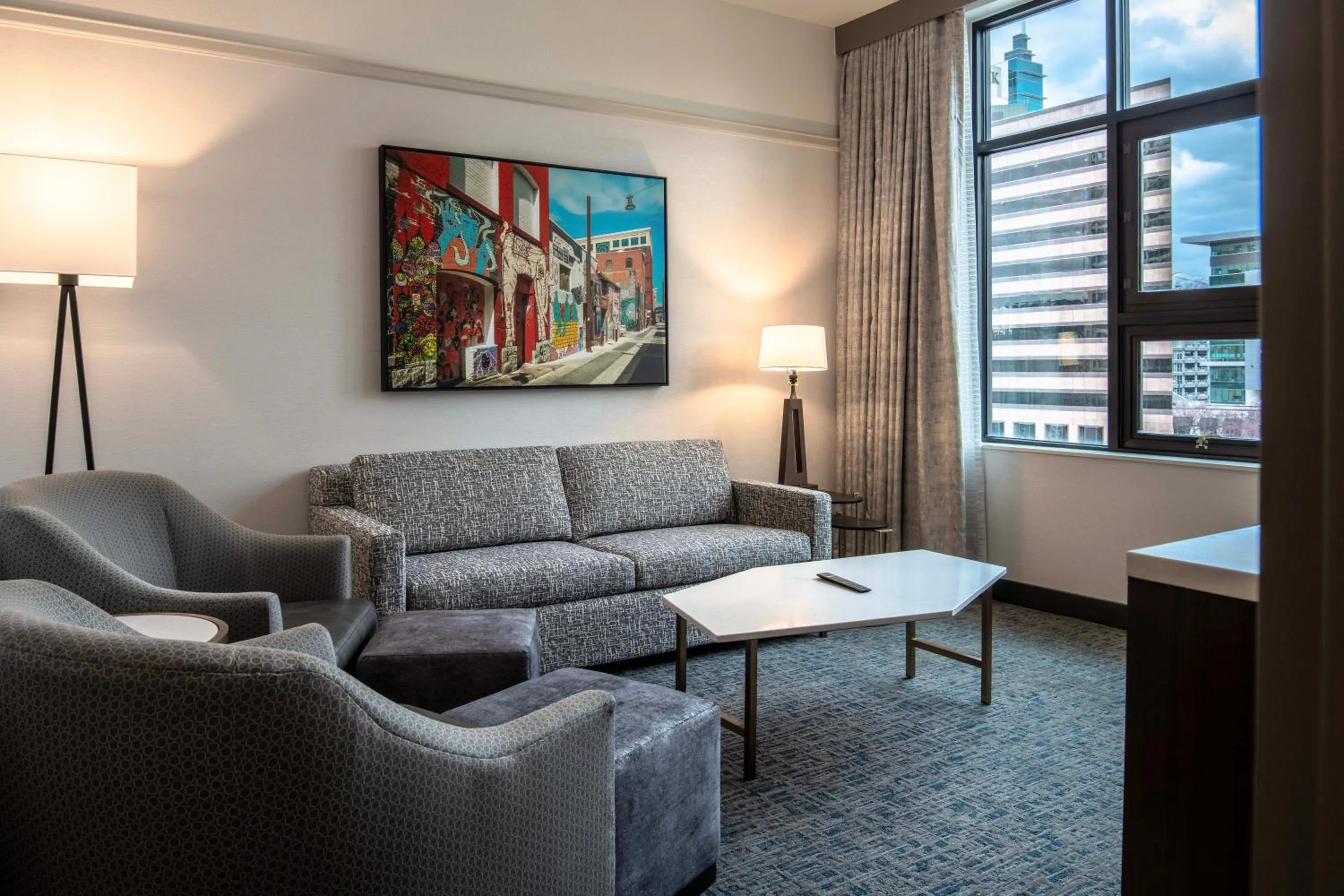 Seating area in Hotel 43 Boise