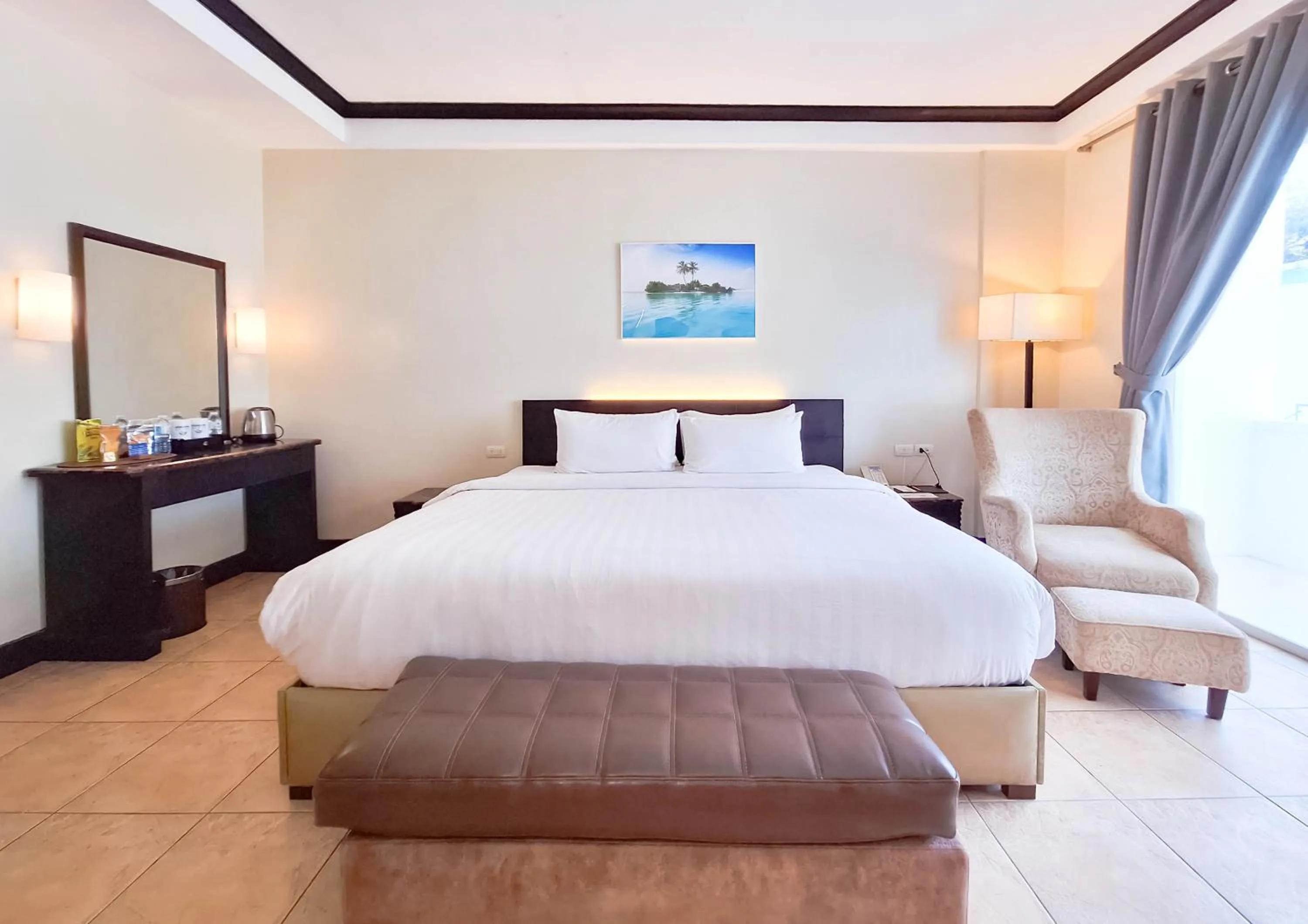 Bed in Boracay Ocean Club Beach Resort