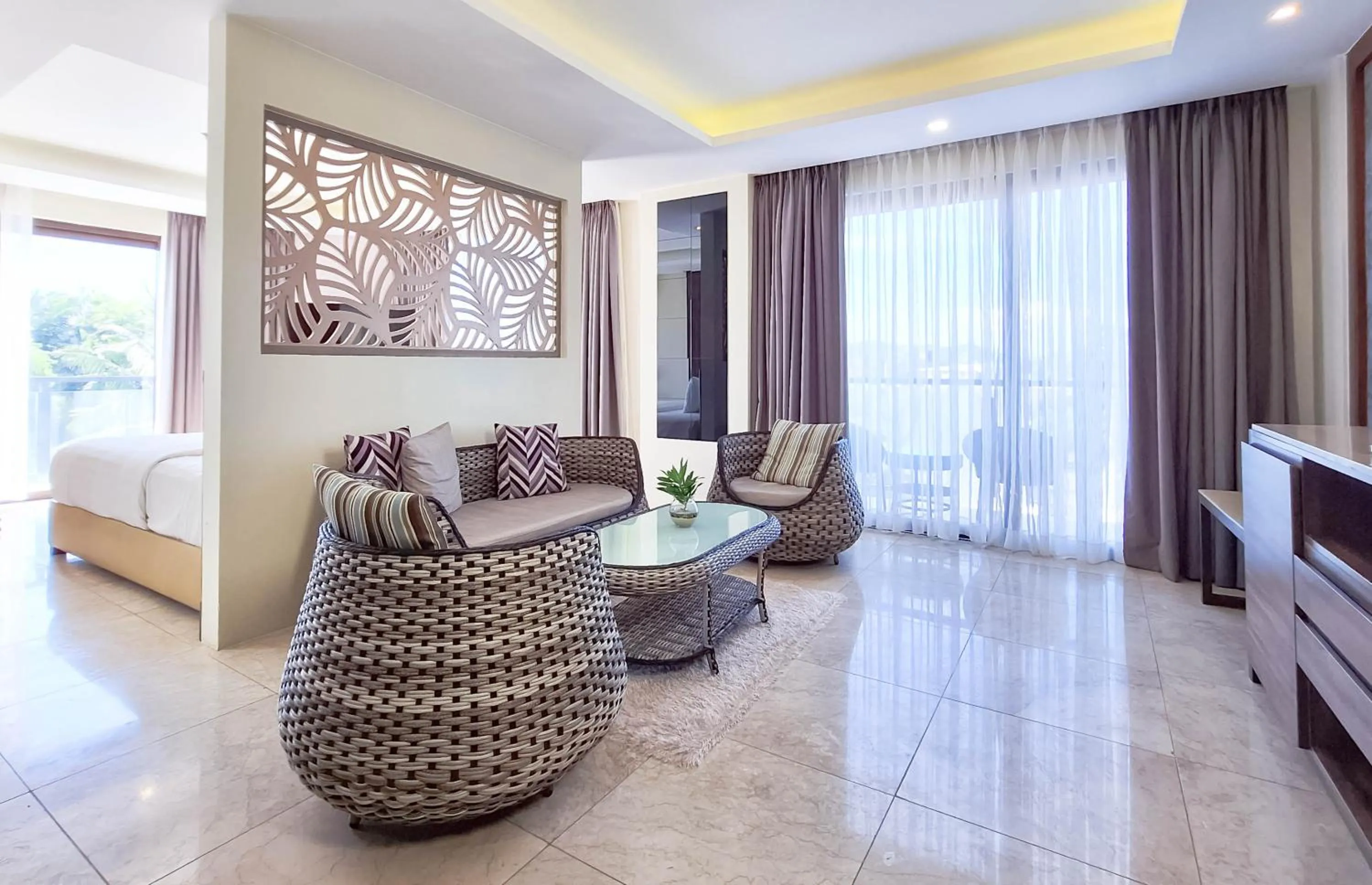 Living room, Bed in Boracay Ocean Club Beach Resort