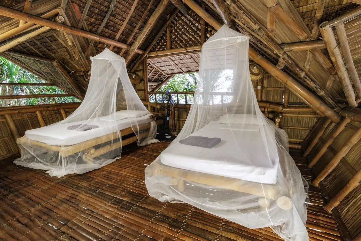 Bed in Kookoo's nest eco-lodge