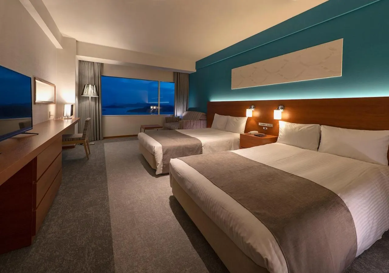 View (from property/room), Bed in Setouchi Kojima Hotel Kurashiki