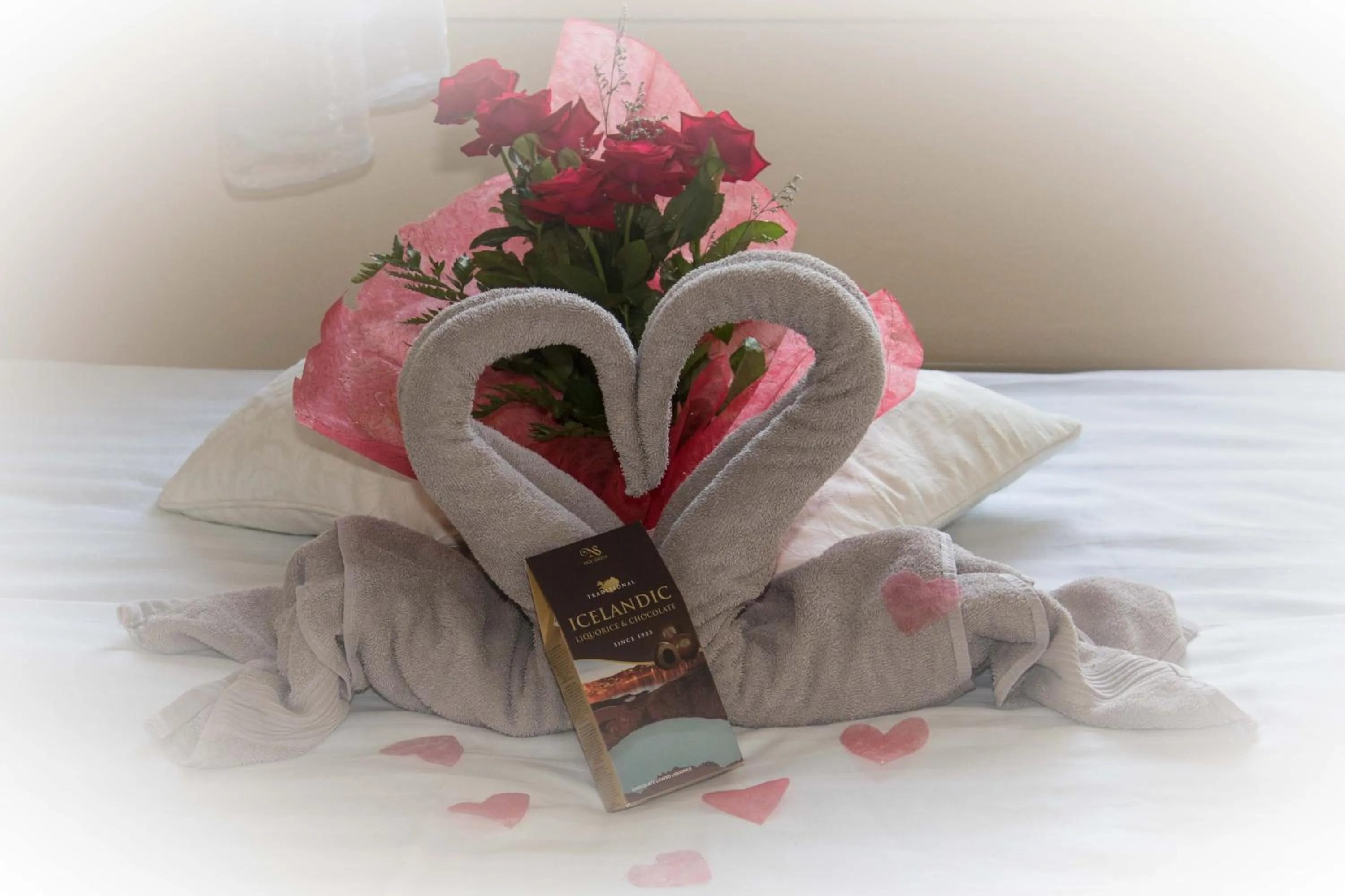 Decorative detail, Bed in Mjóanes accommodation