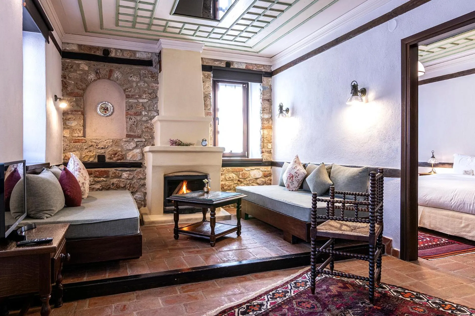 Seating area, Bed in Ktima Bellou