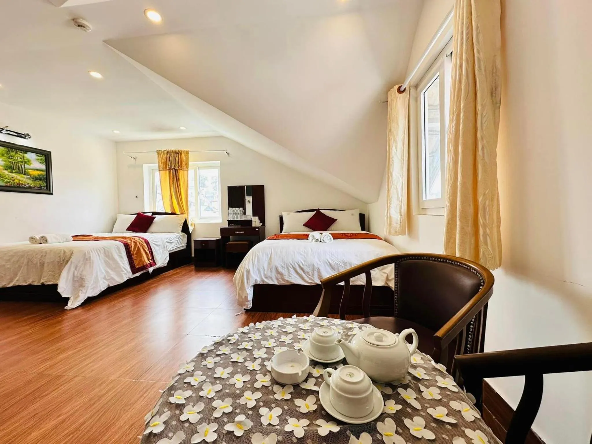 furniture, Bed in White Horse Dalat Hotel