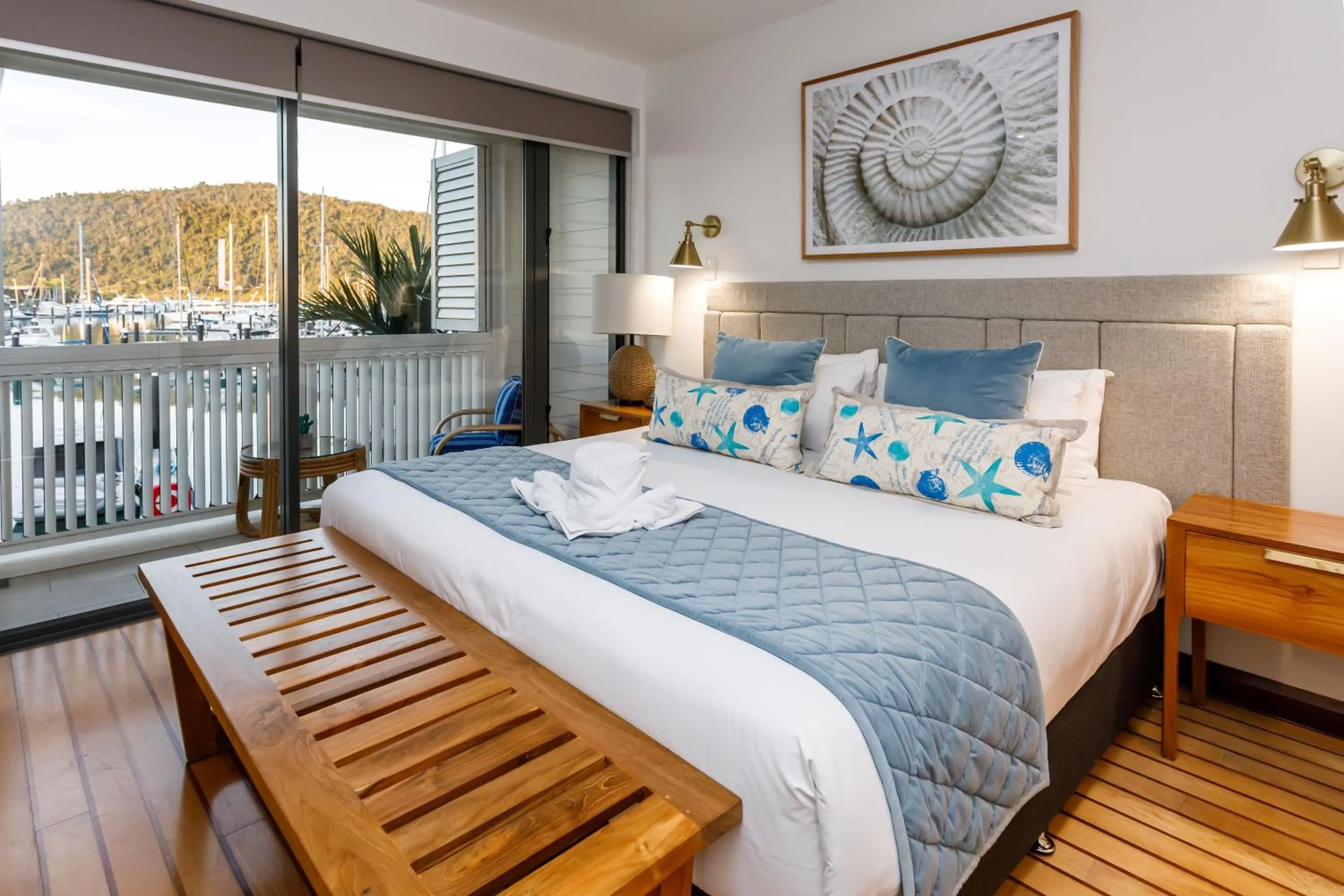 Bed in The Boathouse Apartments