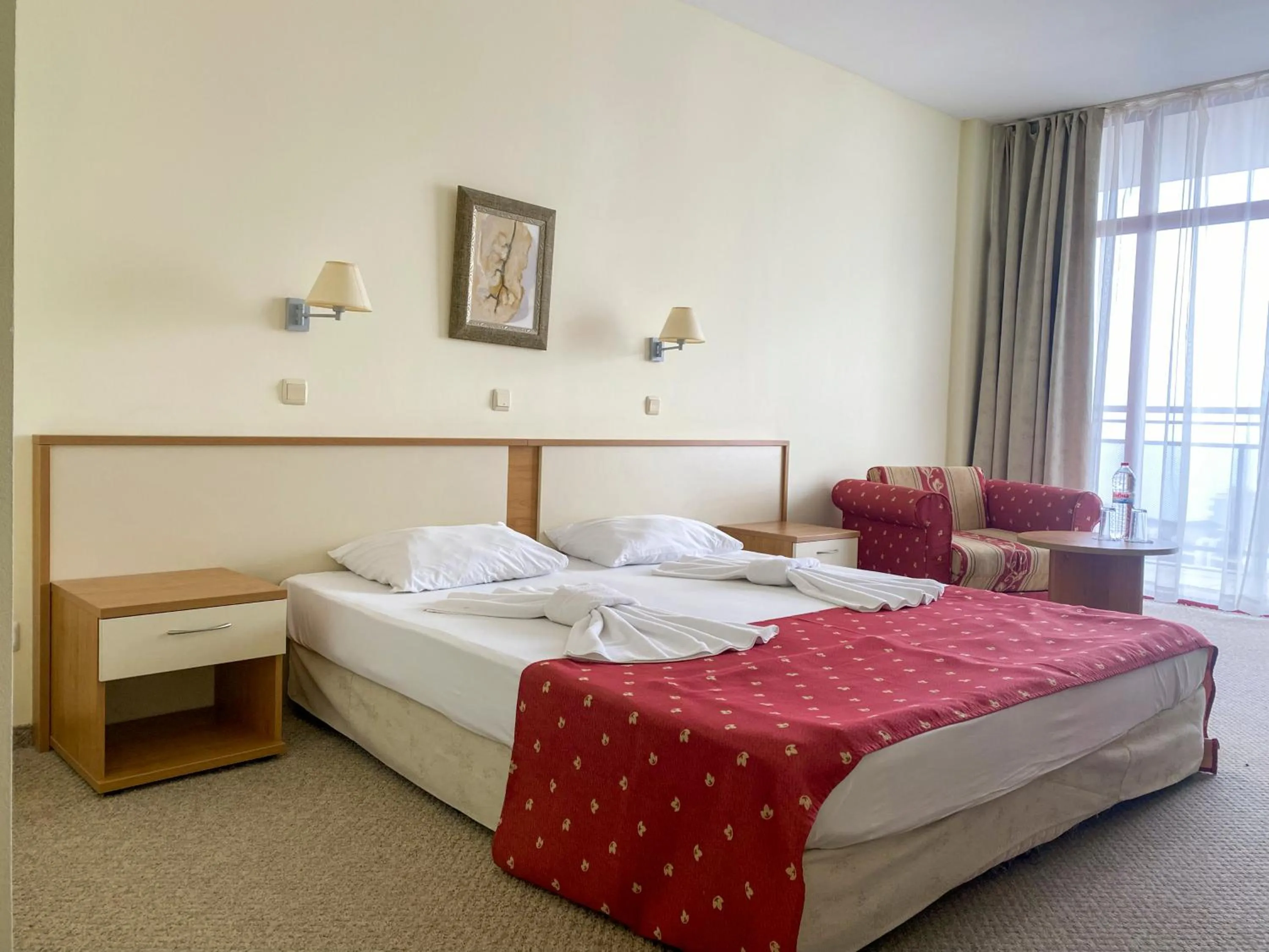 View (from property/room), Bed in Helios Spa Hotel- All Inclusive , Newly Refurbished Rooms with Private AC, Pools and Water Fun for Kids