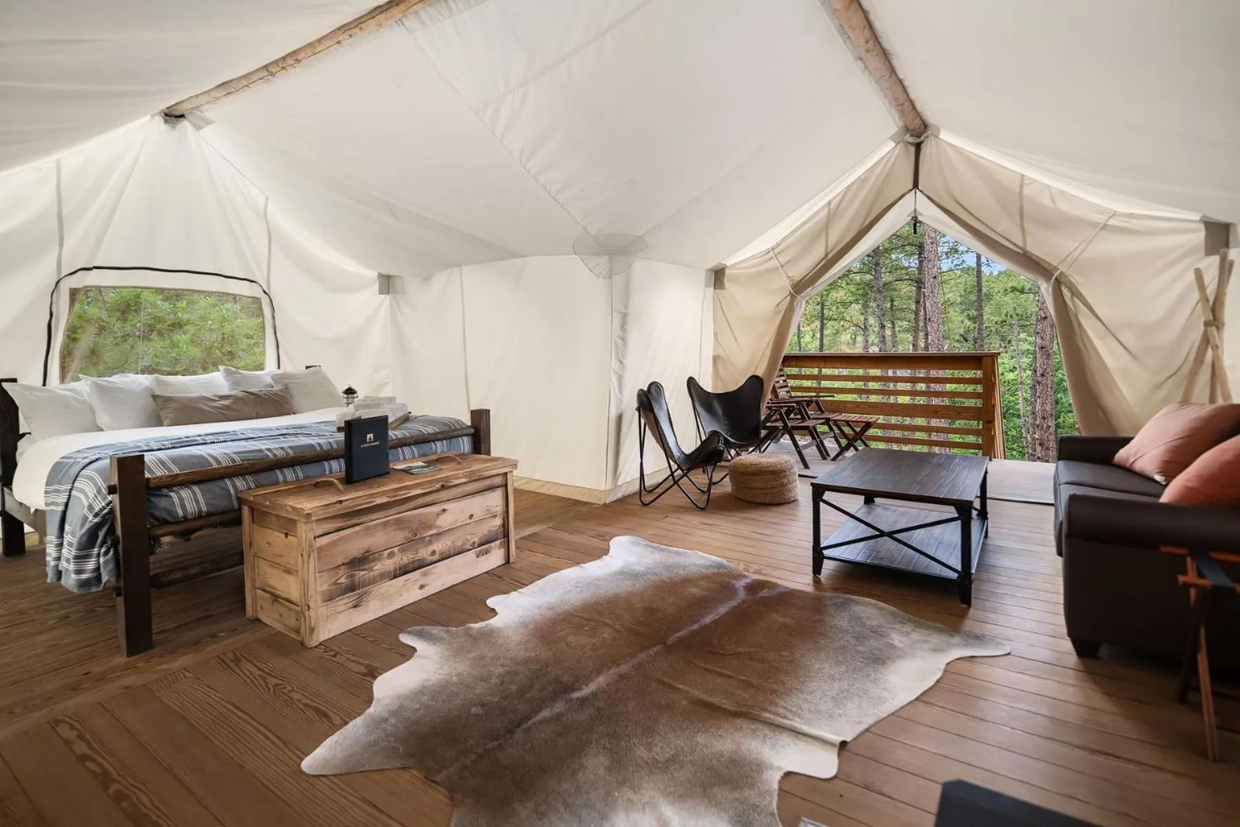 Patio, Bed in Under Canvas Mount Rushmore