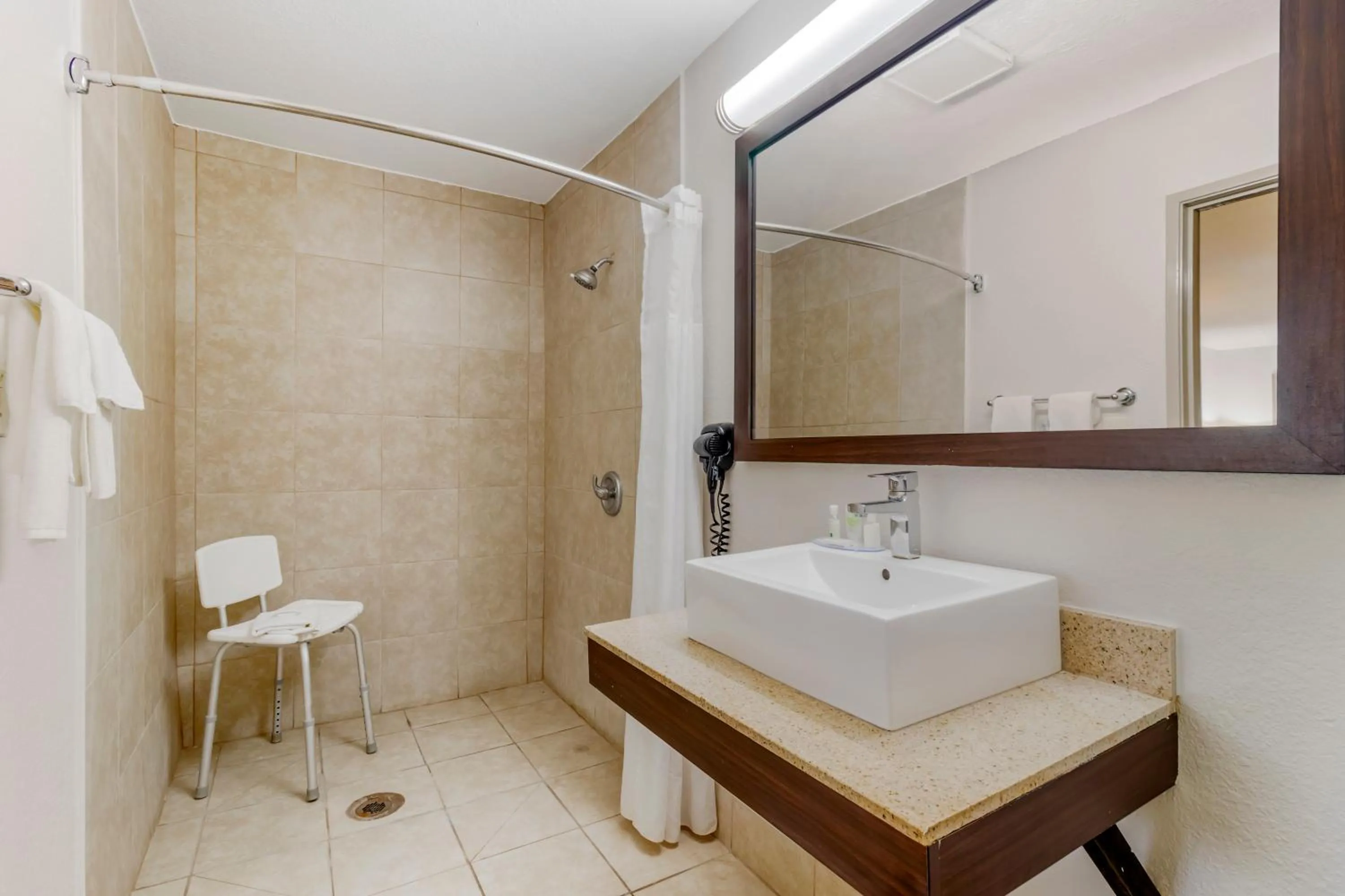 Shower in Quality Inn & Suites I-10 near Fiesta Texas