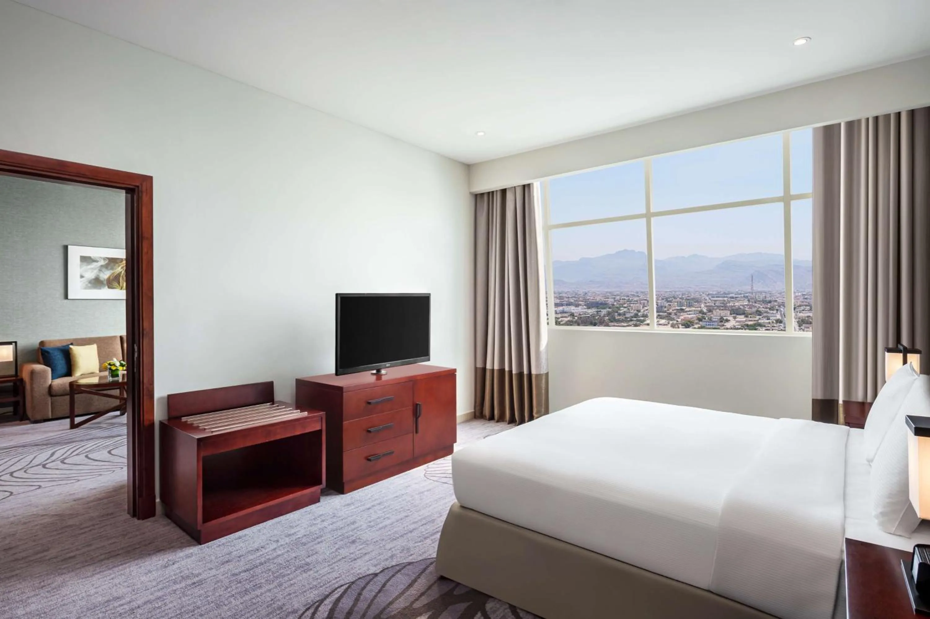 Bed, Mountain View in DoubleTree By Hilton Ras Al Khaimah