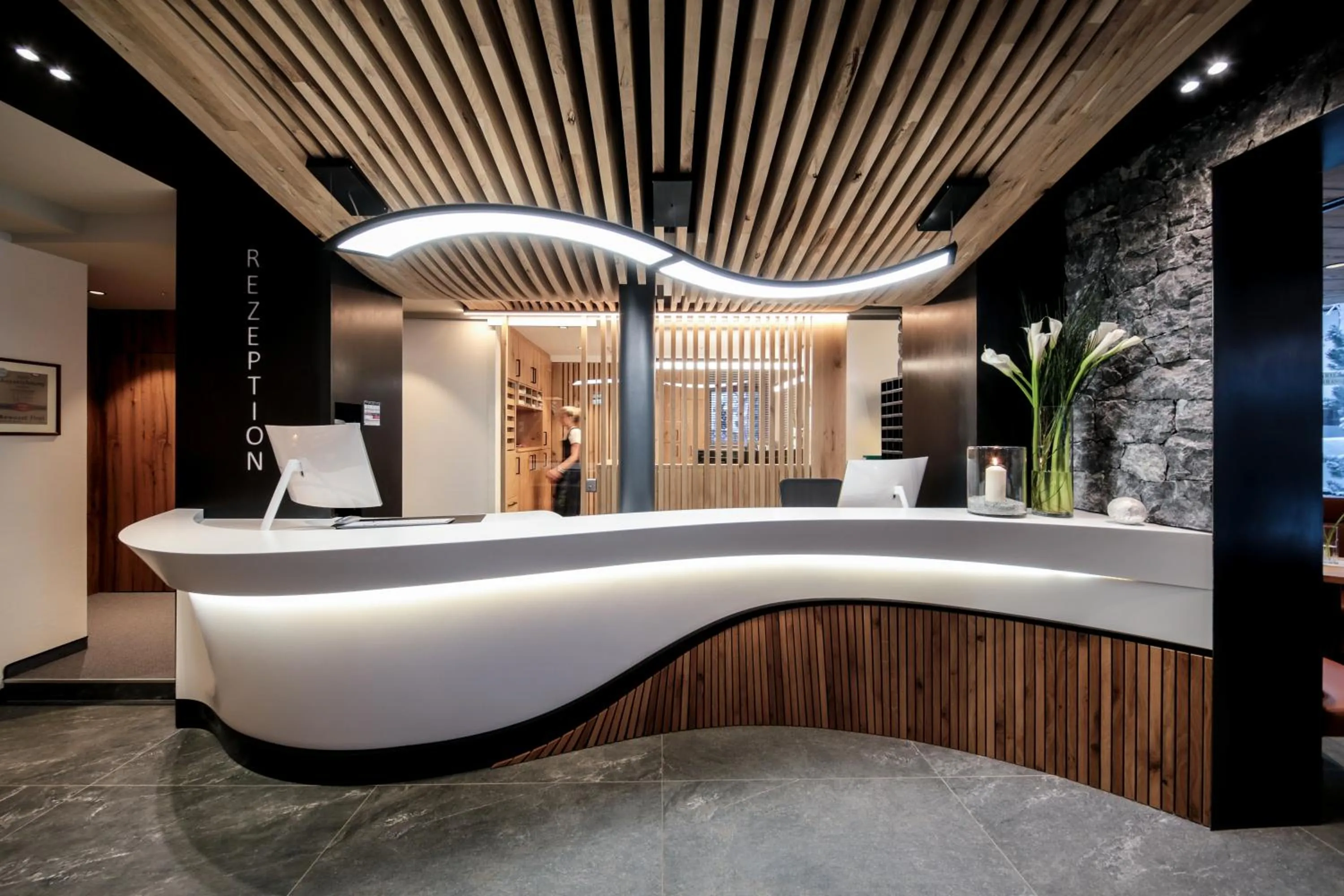 Lobby or reception in Hotel Tirol