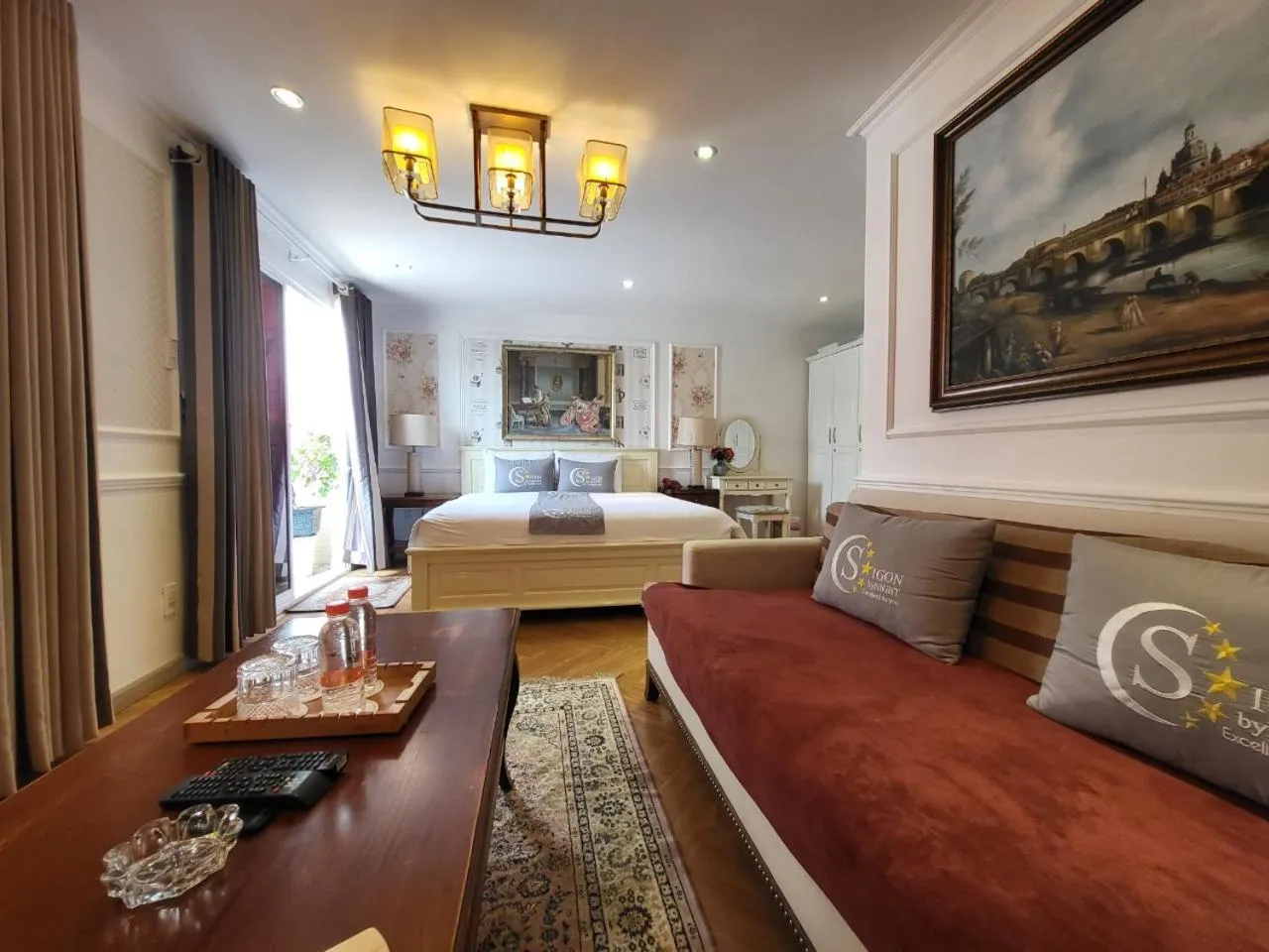 Bed in Saigon By Night Luxury Hotel