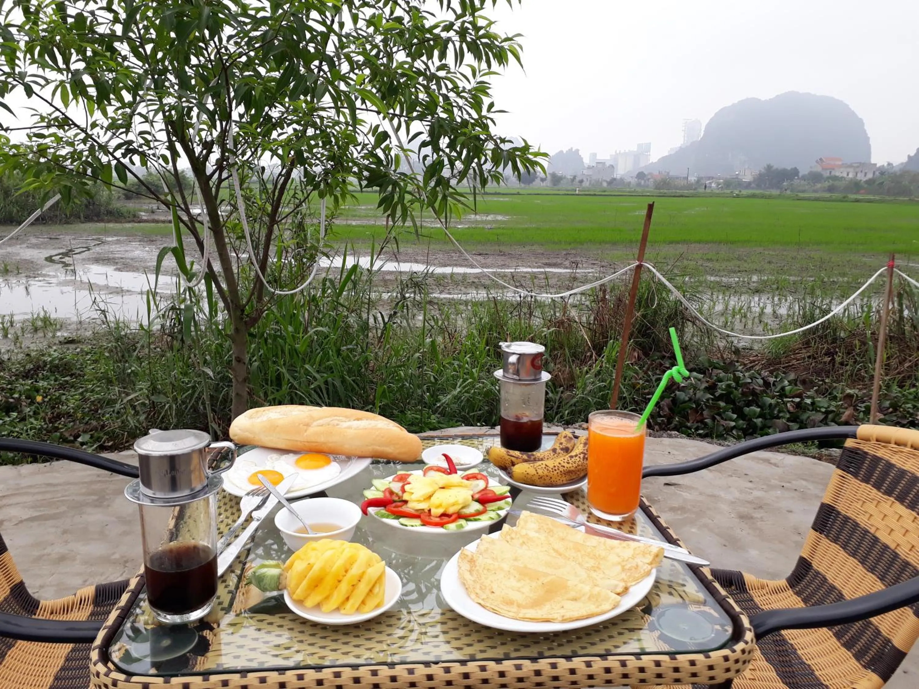 Food and drinks in Tam Coc Rice Fields Homestay
