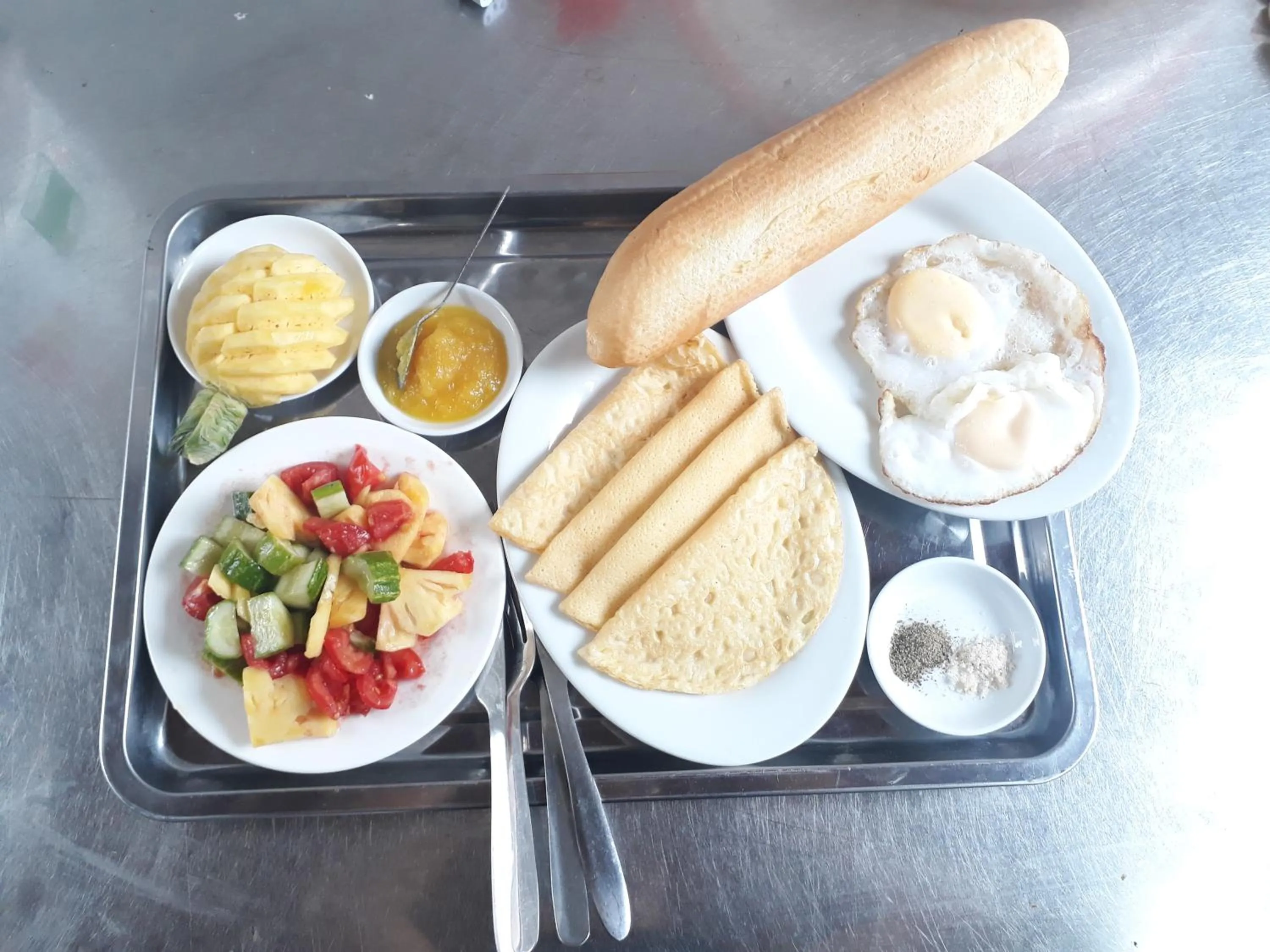 Asian breakfast in Tam Coc Rice Fields Homestay