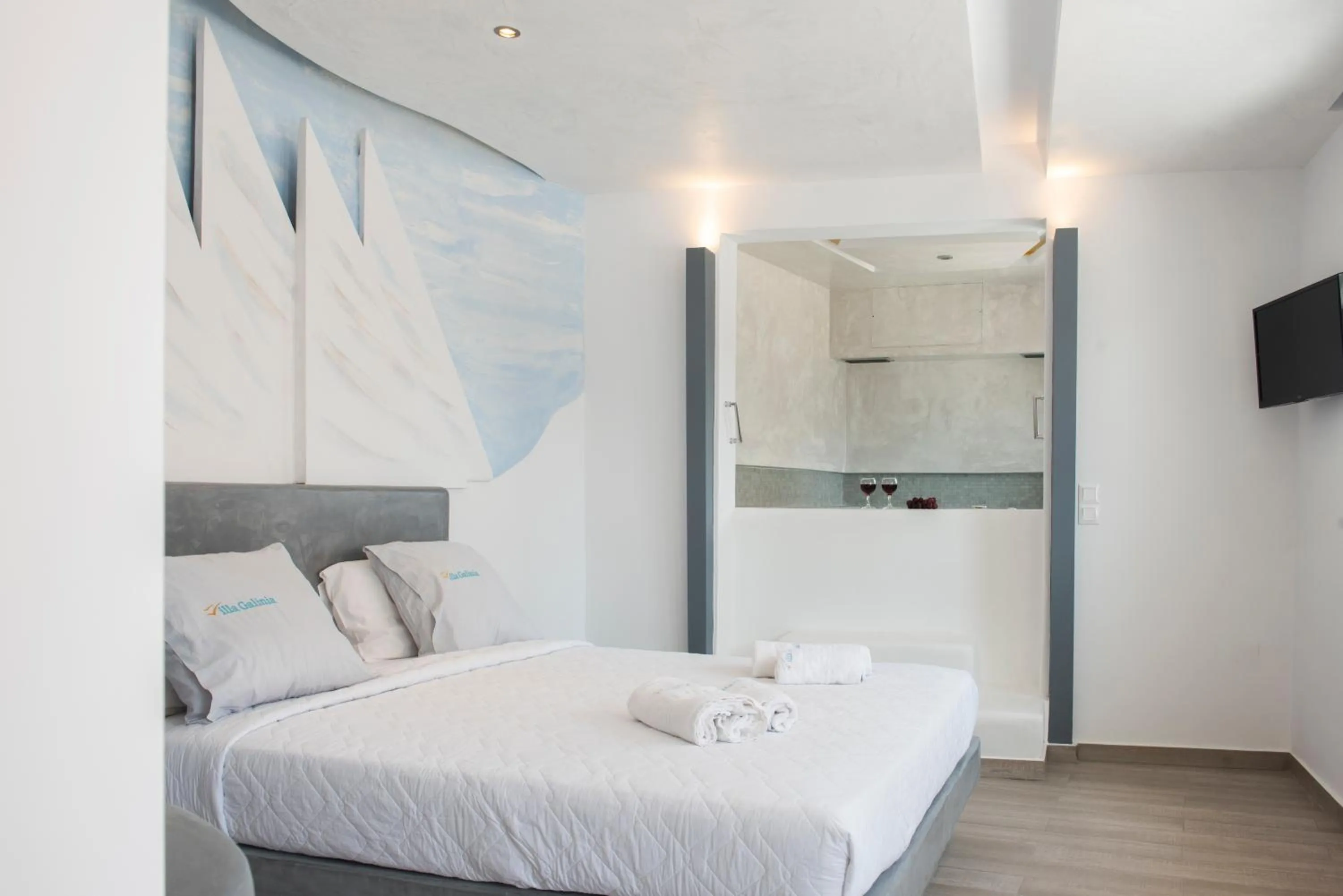 Bedroom, Bed in Villa Galinia