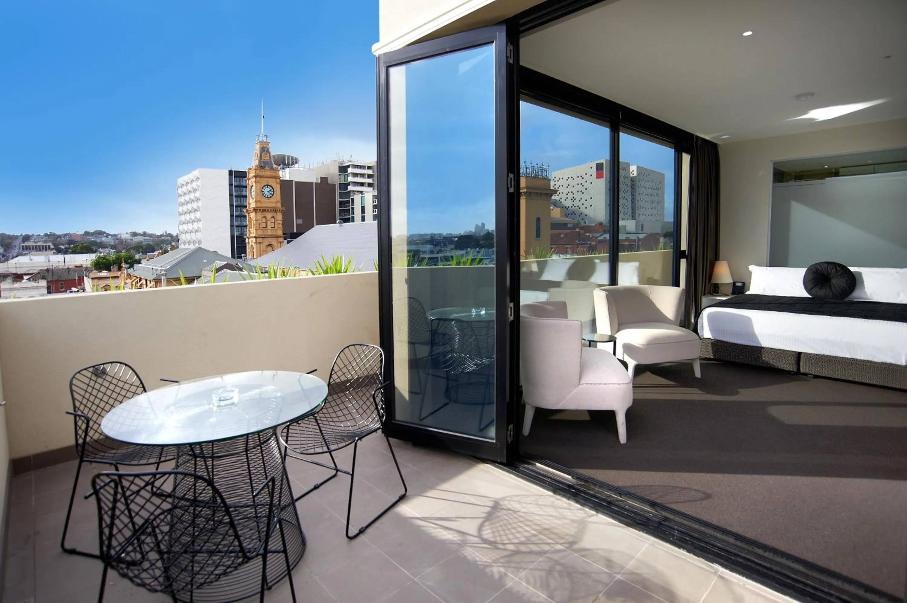 Balcony/Terrace, Bed in Corporate Living Accommodation Hawthorn