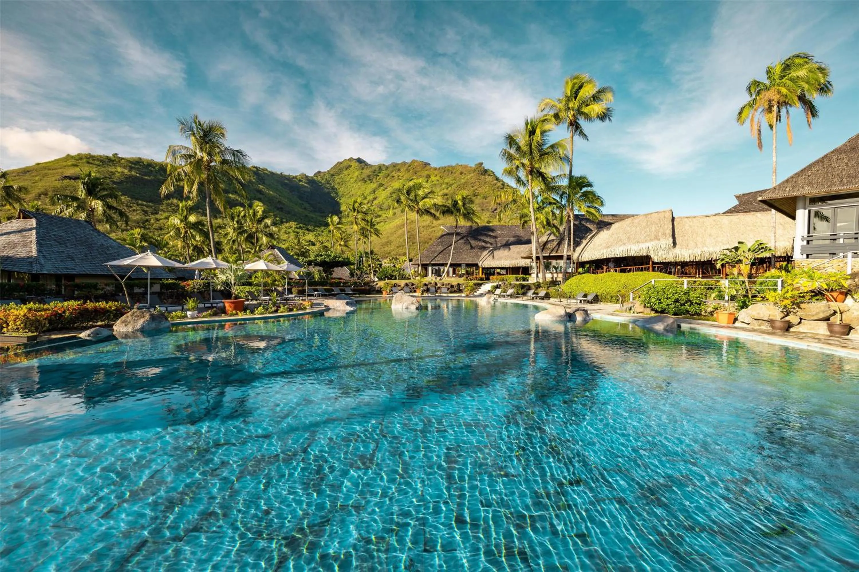Pool view in Hilton Moorea Lagoon Resort & Spa
