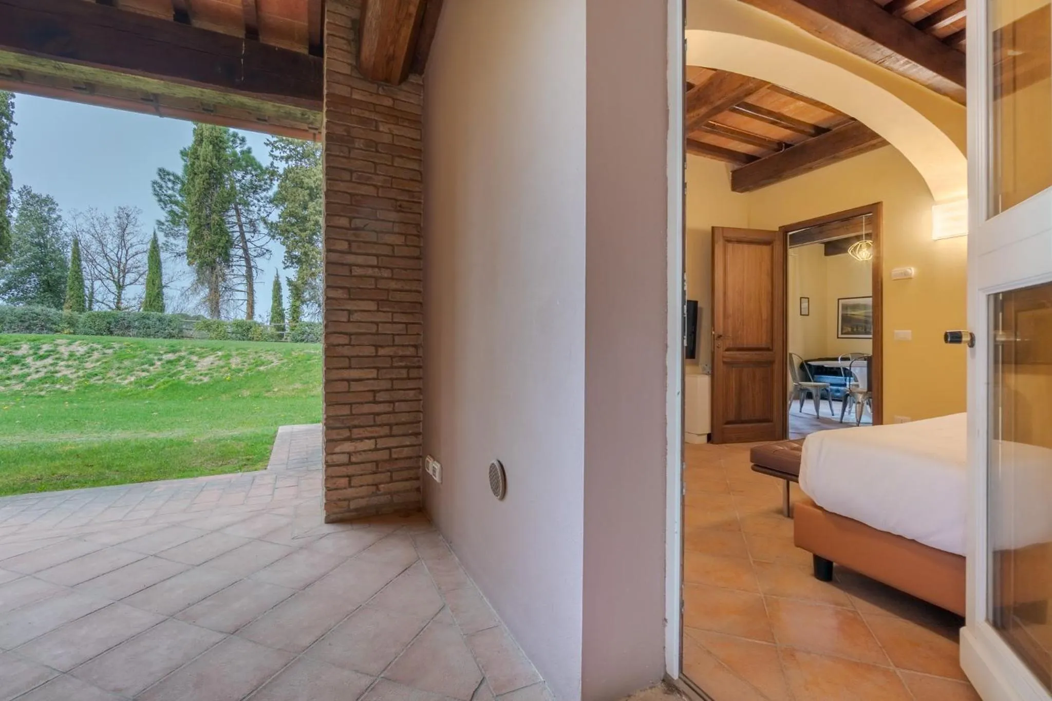 Patio, Bed in Boccioleto Resort - Place of Charme