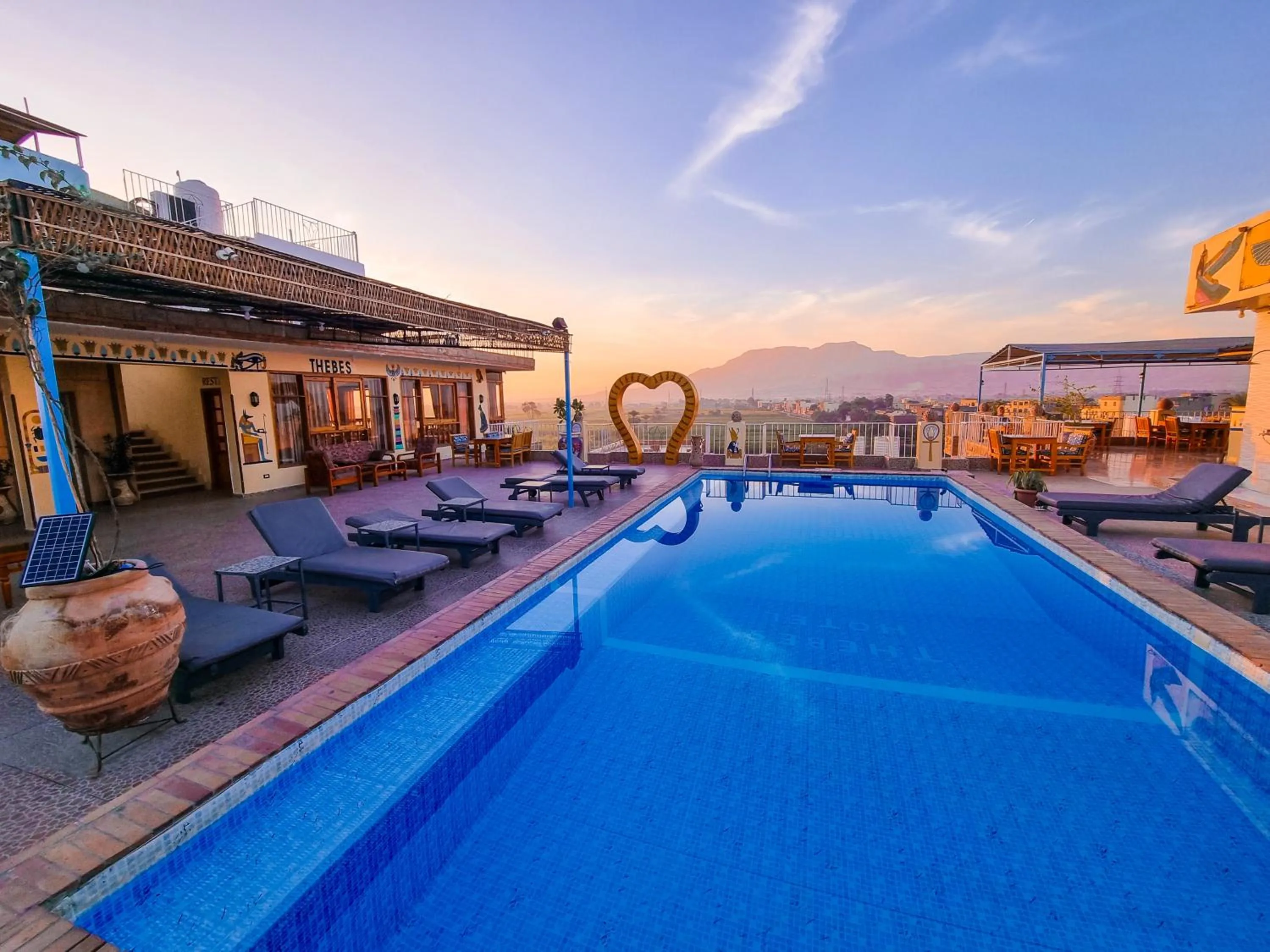 Pool view in Thebes Hotel