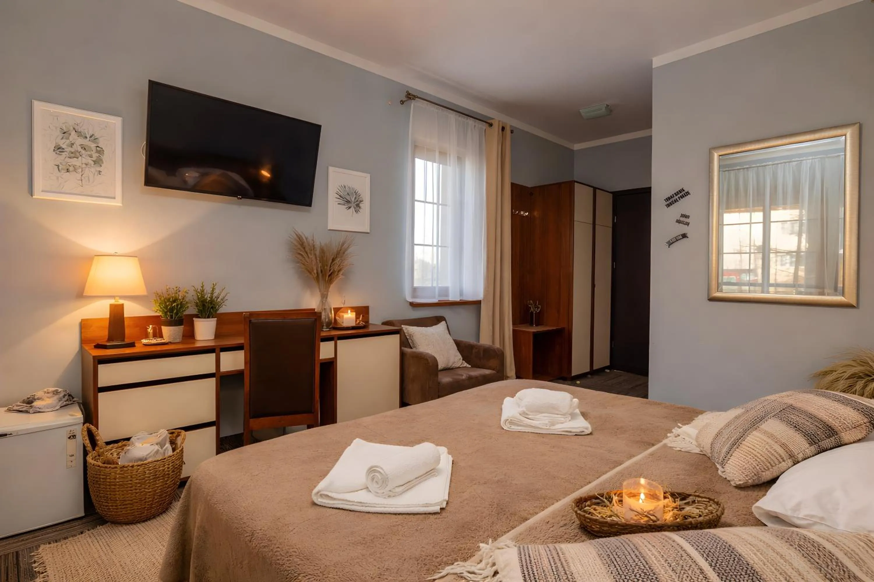 Bed in WILLA PETRUS - CENTRUM BALKONY WINDA ŚNIADANIA RELAKS I WYGODa