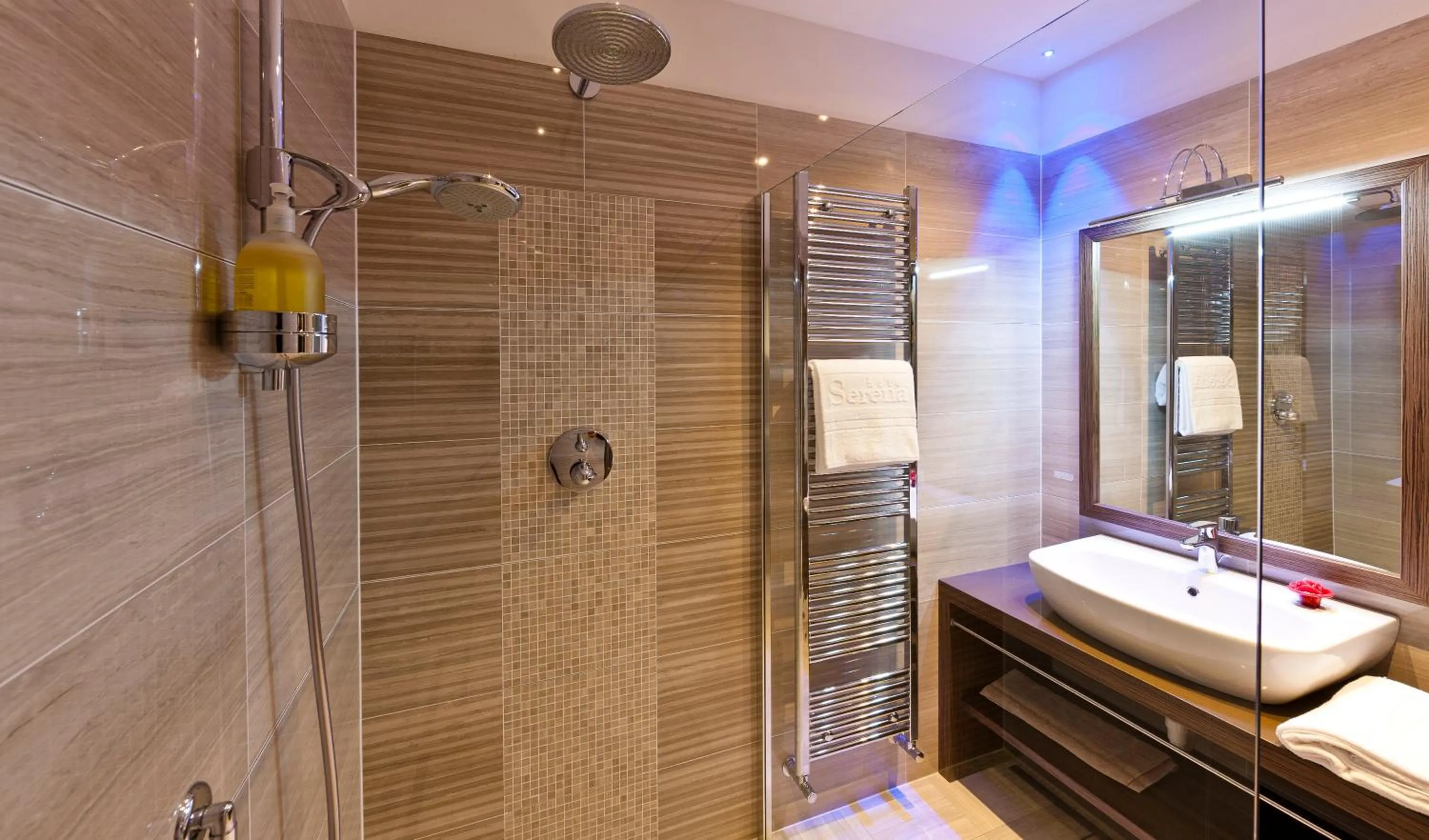 Bathroom, Bed in Family Hotel Serena