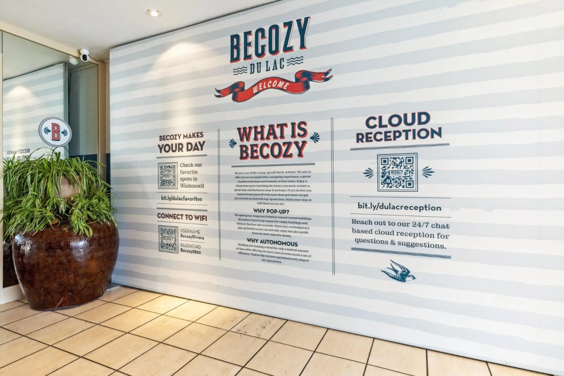 Lobby or reception in becozy du Lac Self-Check In Hotel Riviera Edition