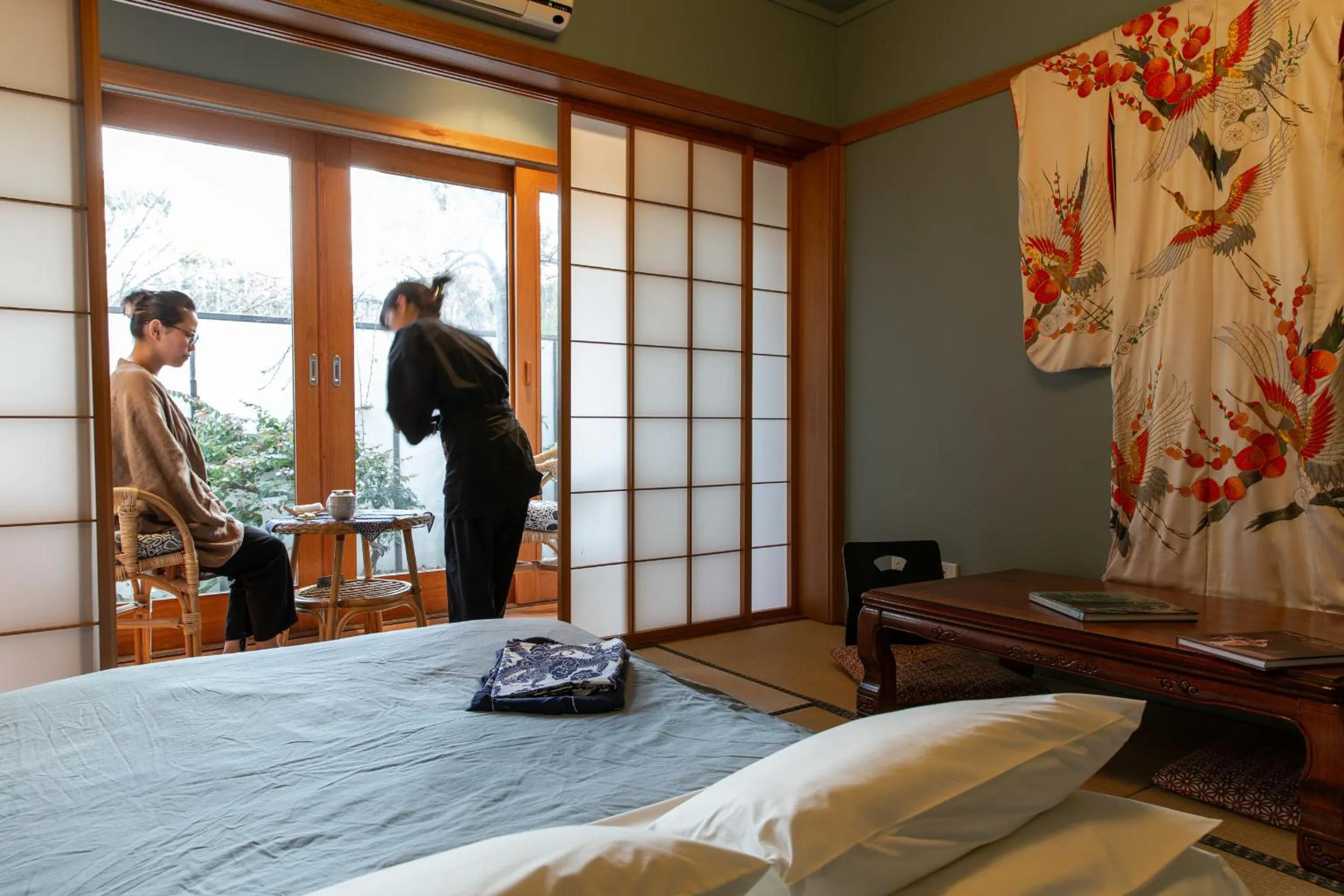 Bed in Shizuka Ryokan Japanese Country Spa & Wellness Retreat
