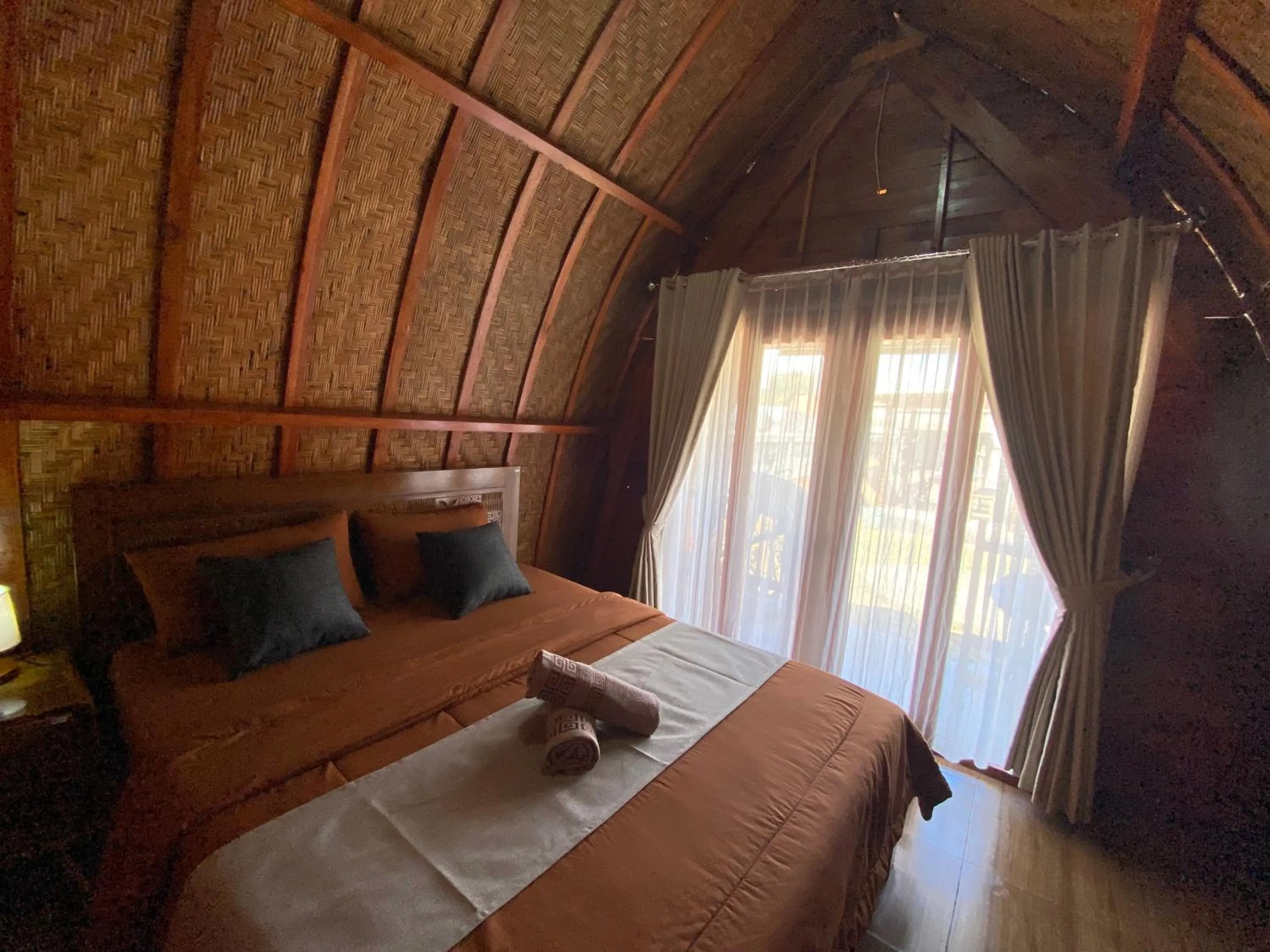 Bedroom, Bed in Batur Bamboo Cabin by ecommerceloka