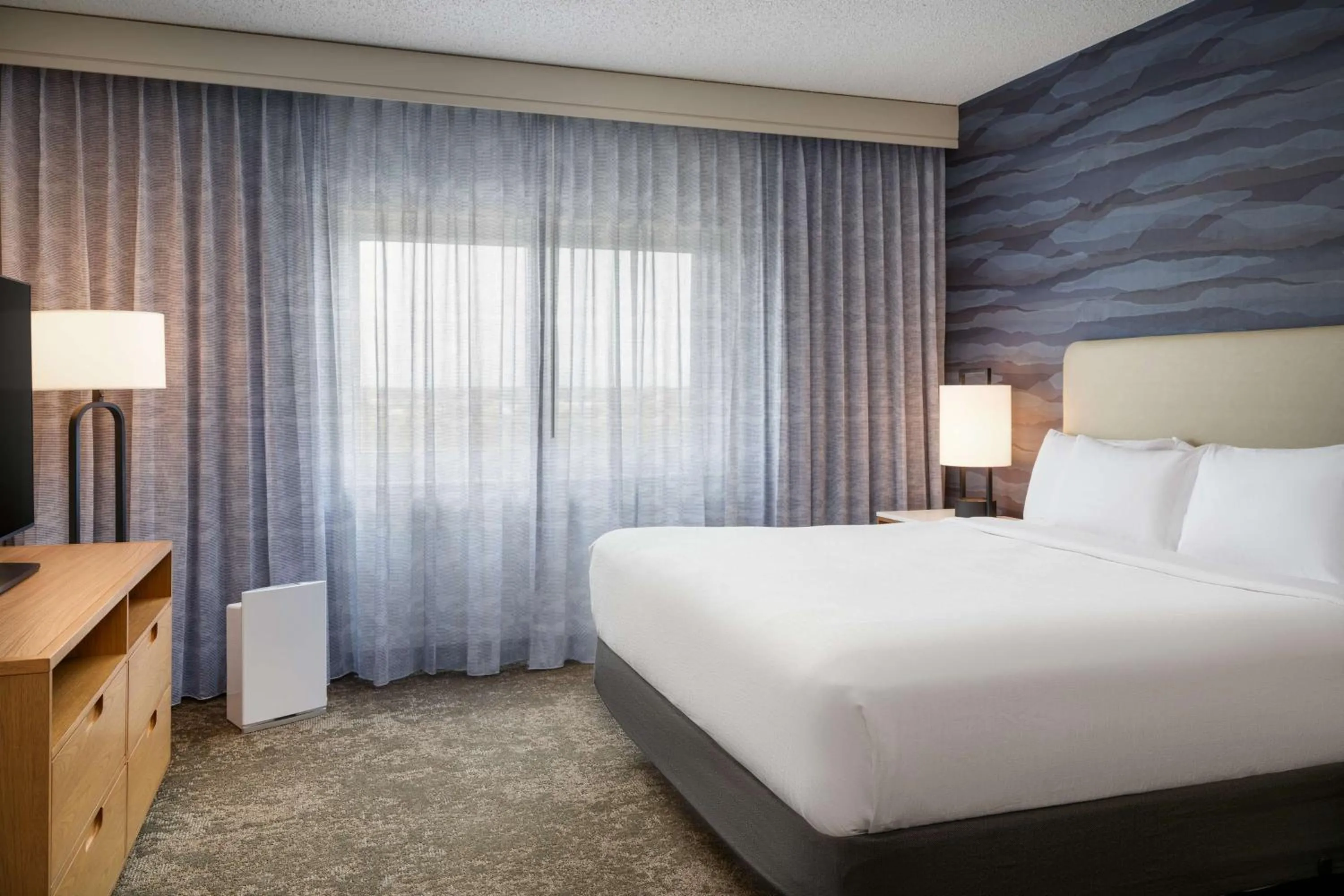 Bed in Embassy Suites North Charleston Airport Hotel Convention